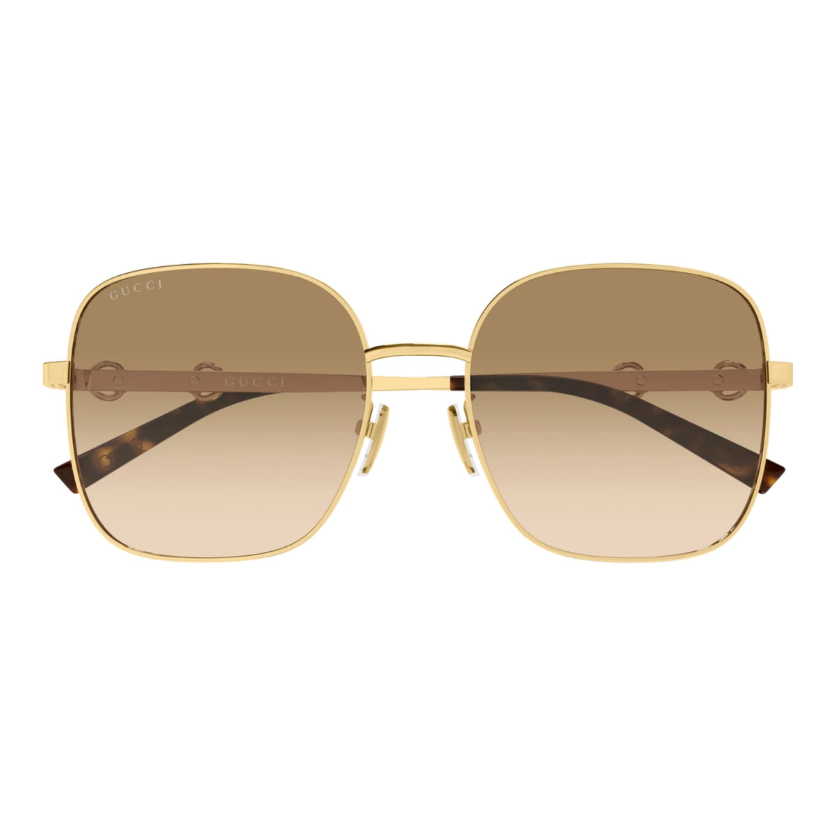 Gucci GG2053S gold square sunglasses, full-rim metal and plastic frame