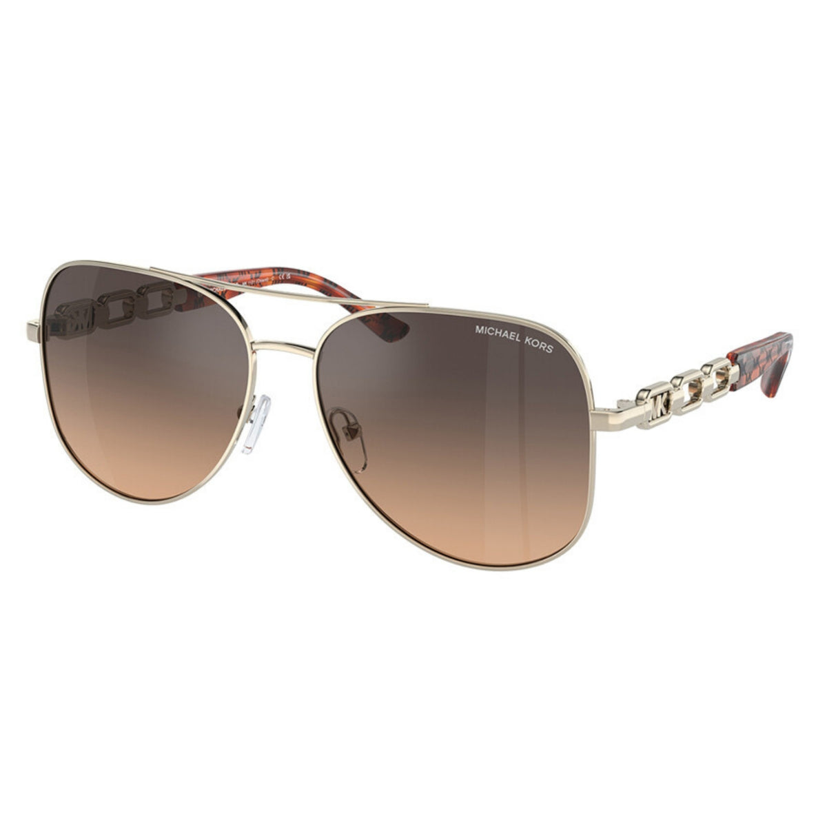 Michael Kors MK1121 light gold aviator sunglasses with brown / grey lenses