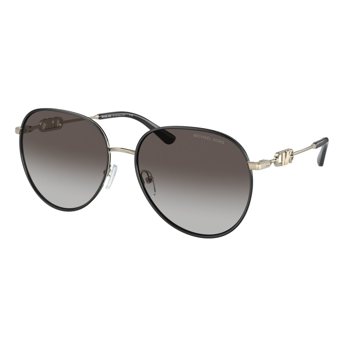 Michael Kors MK1128J light gold / black aviator sunglasses with dark grey lenses