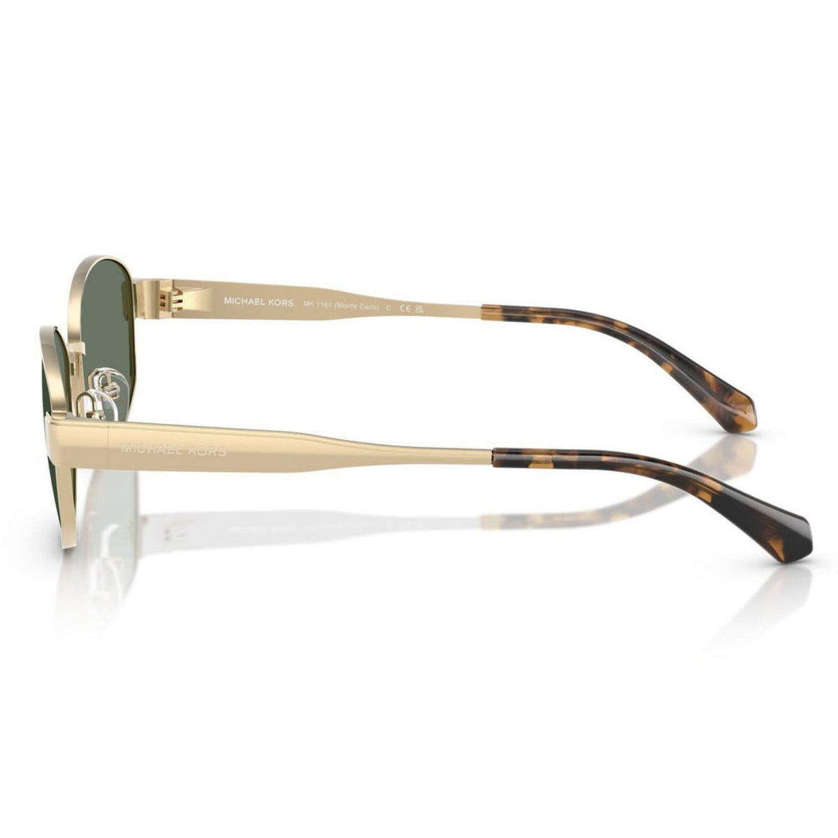Michael Kors MK1161 light gold oval sunglasses, side view of the temple