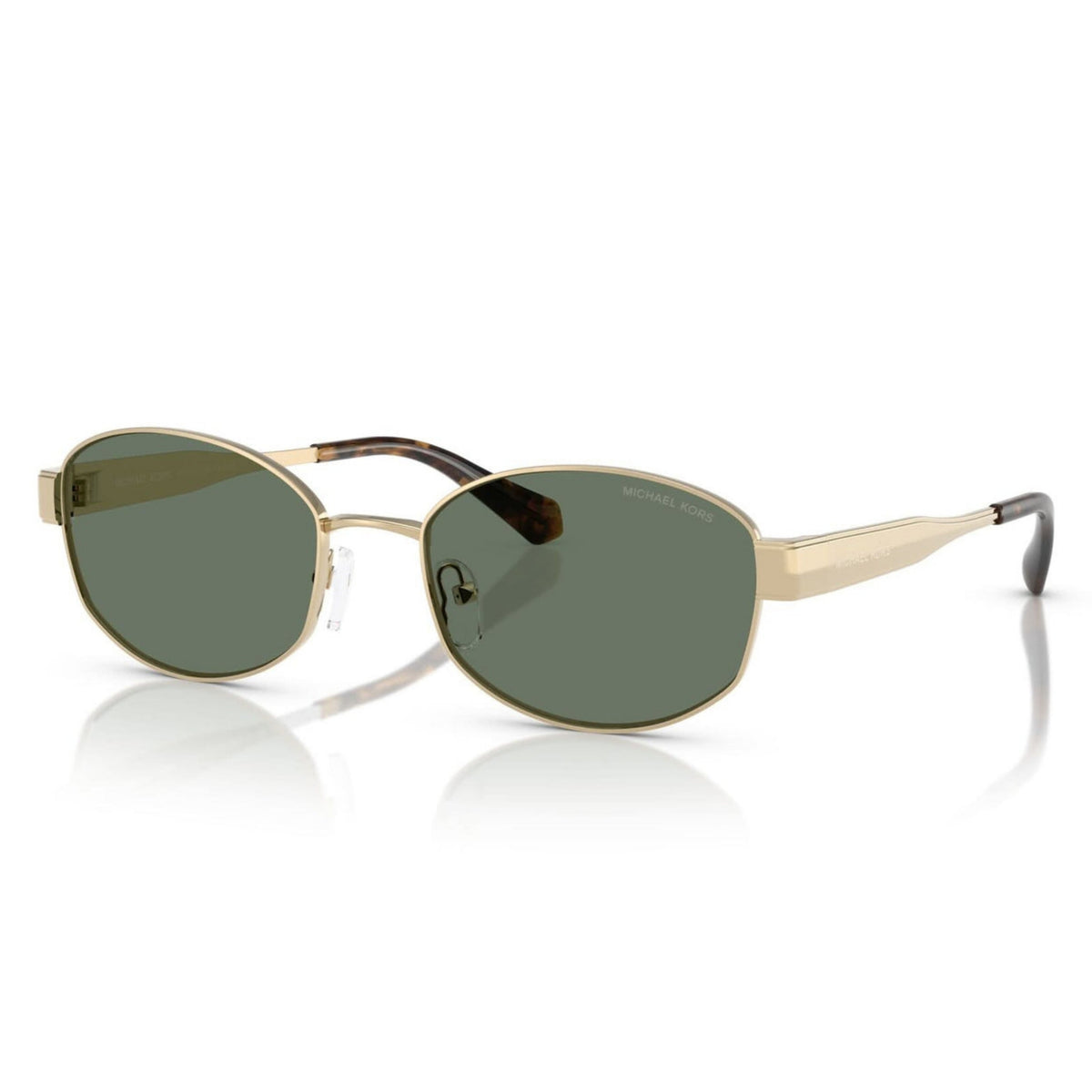Michael Kors MK1161 light gold oval sunglasses with green lenses
