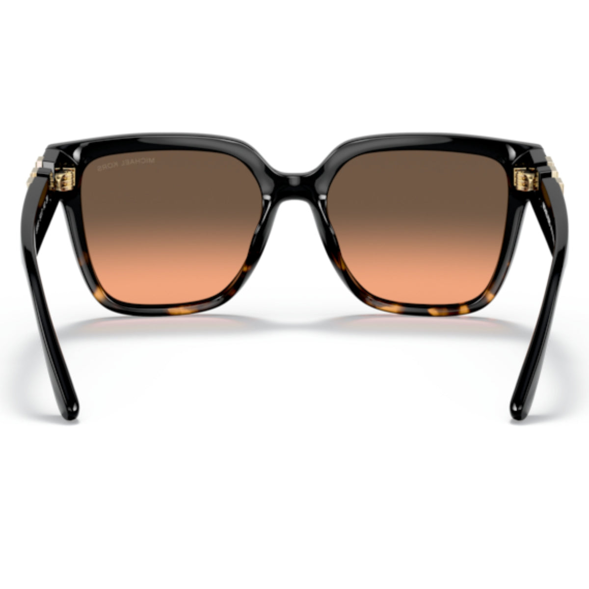 Michael Kors MK2170U black/dark tortoise square sunglasses, back view of the frame and temples