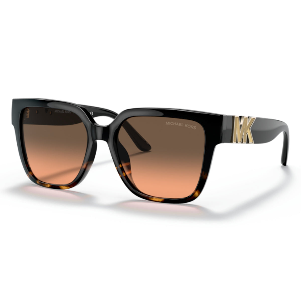 Michael Kors MK2170U black/dark tortoise square sunglasses with grey / orange lenses
