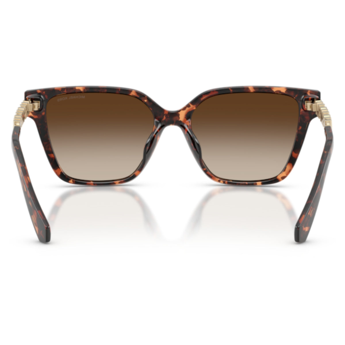 Michael Kors MK2263U dark tortoise square sunglasses, back view of the frame and temples