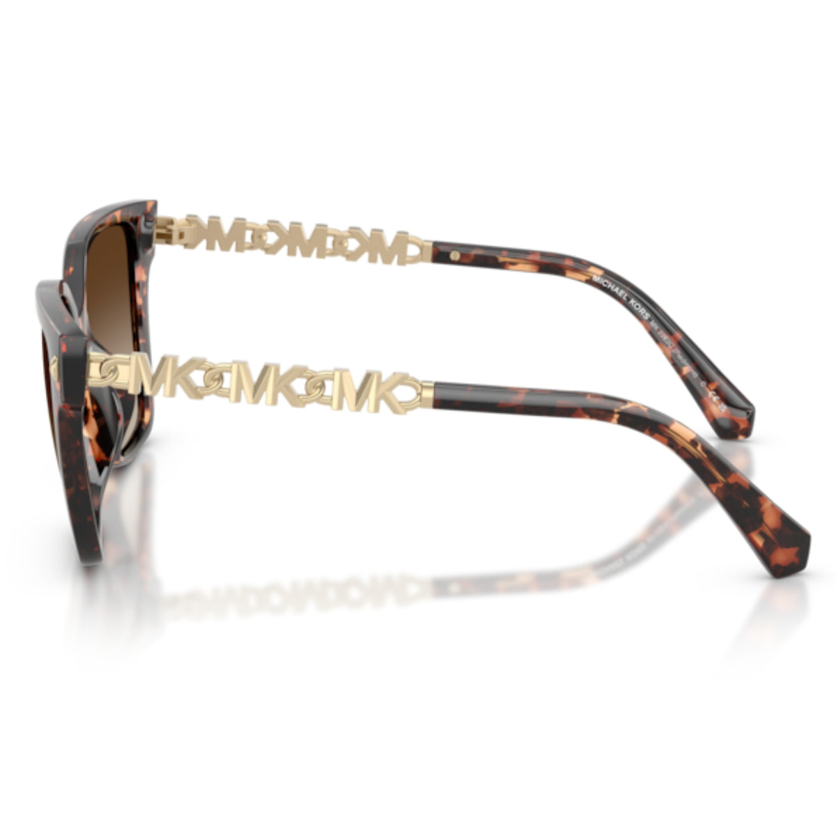Michael Kors MK2263U dark tortoise square sunglasses, side view of the dark tortoise temple