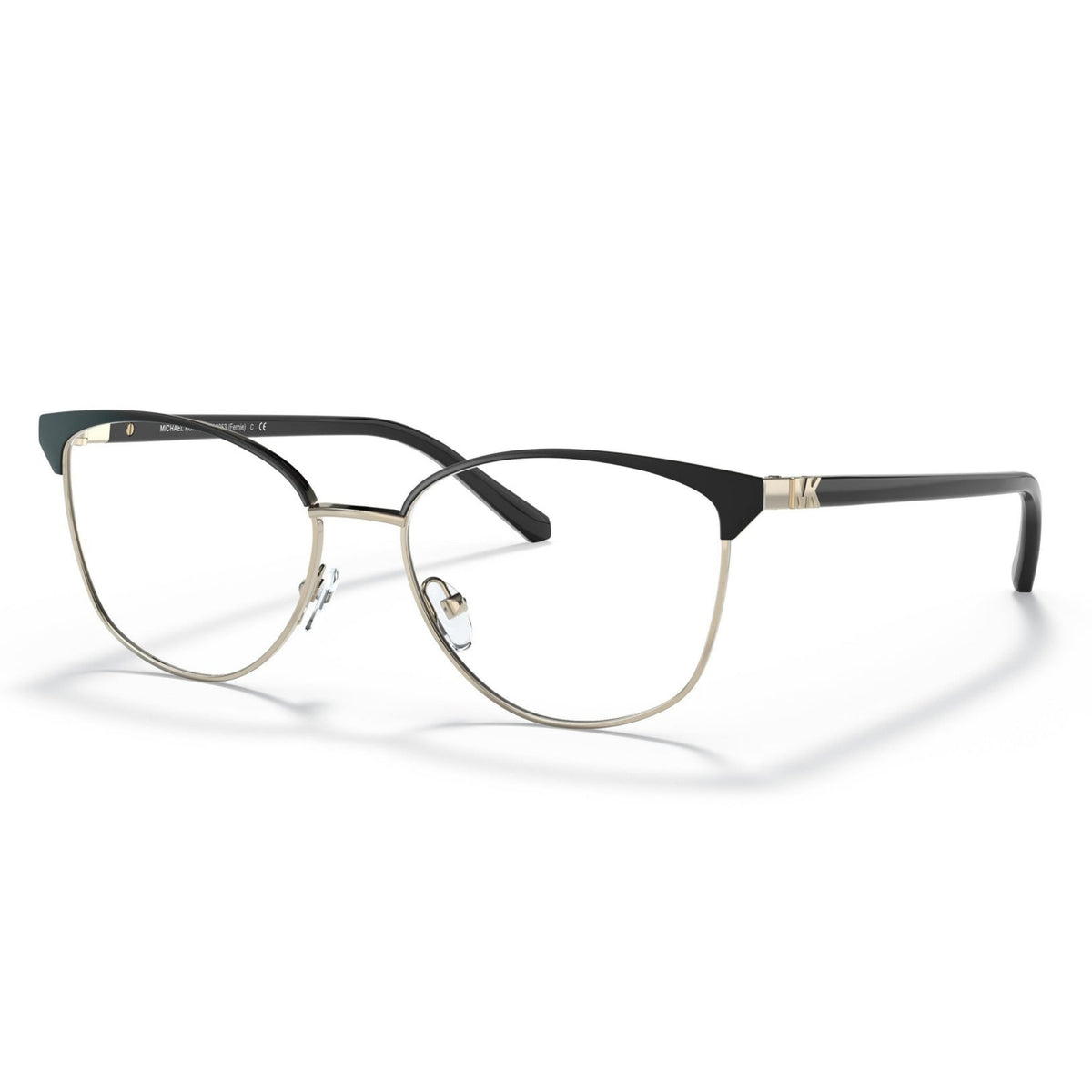 Michael Kors MK3053 matte black / light gold cat-eye eyeglasses with metal frame