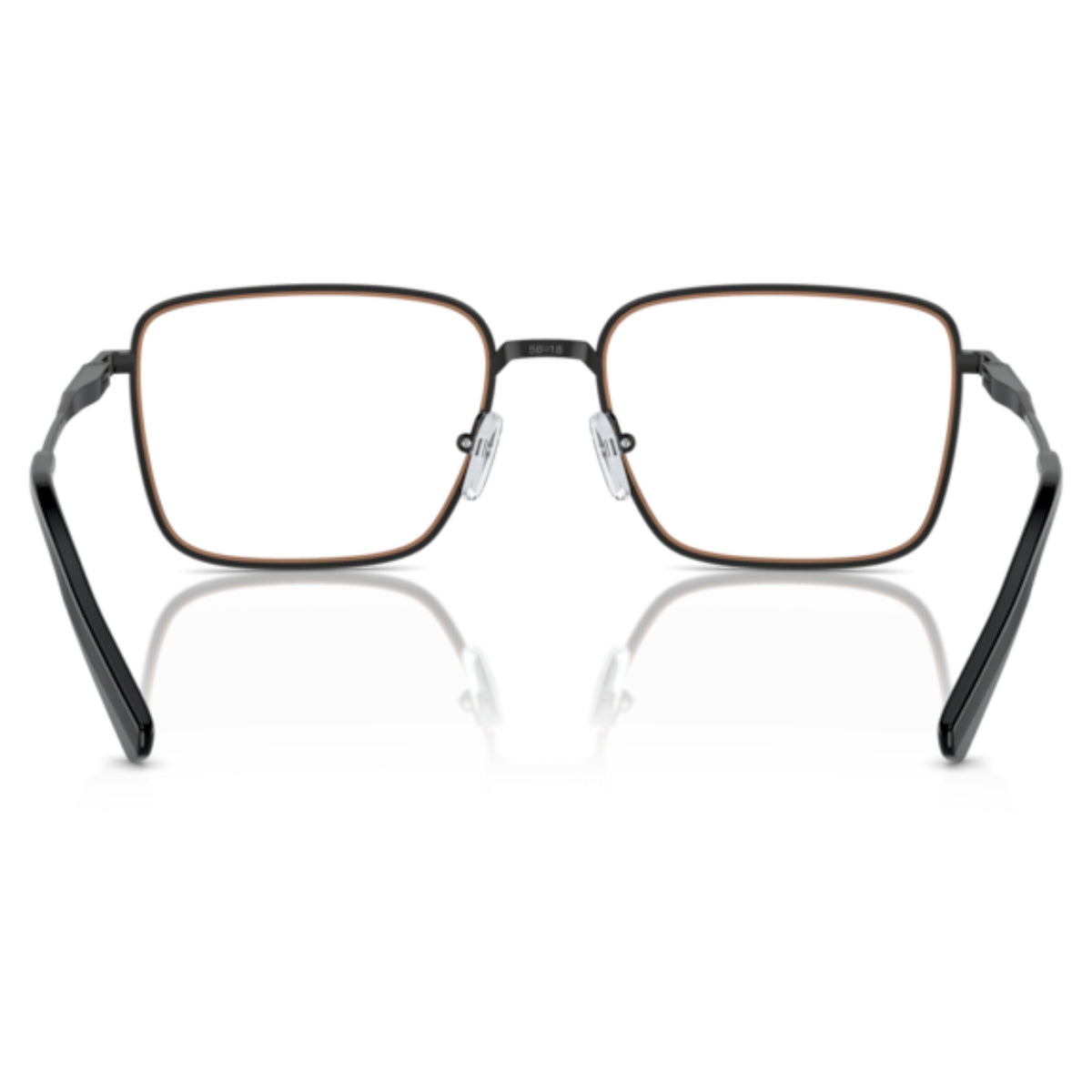 Michael Kors MK3079 shiny black rectangle eyeglasses, back view of the frame and temples
