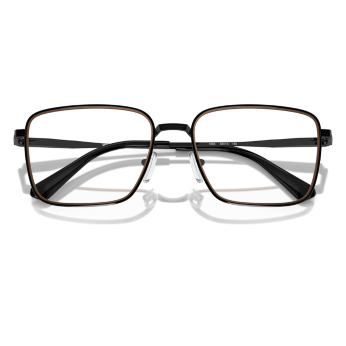 Michael Kors MK3079 shiny black rectangle eyeglasses, front view with the temples folded