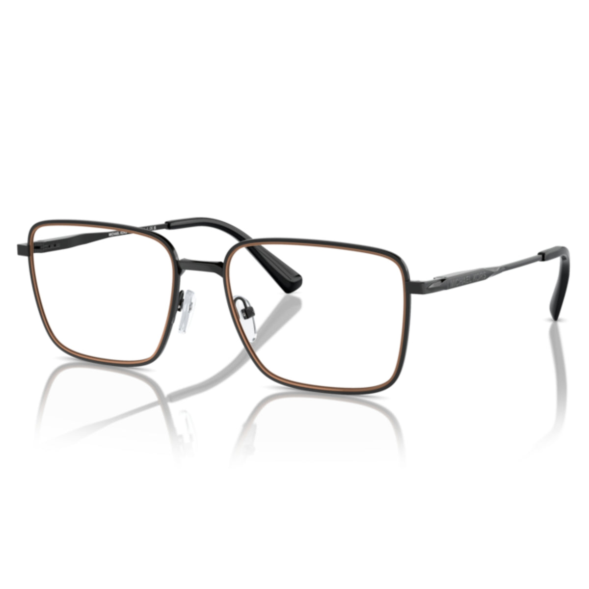 Michael Kors MK3079 shiny black rectangle eyeglasses with metal frame