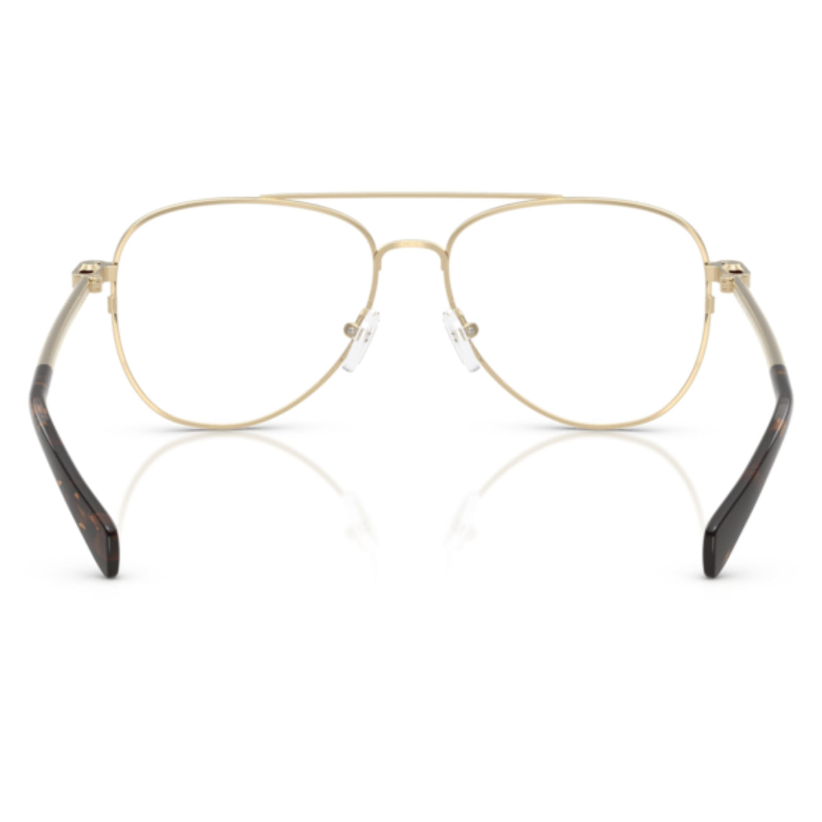 Michael Kors MK3089 light gold shiny aviator eyeglasses, back view of the frame and temples
