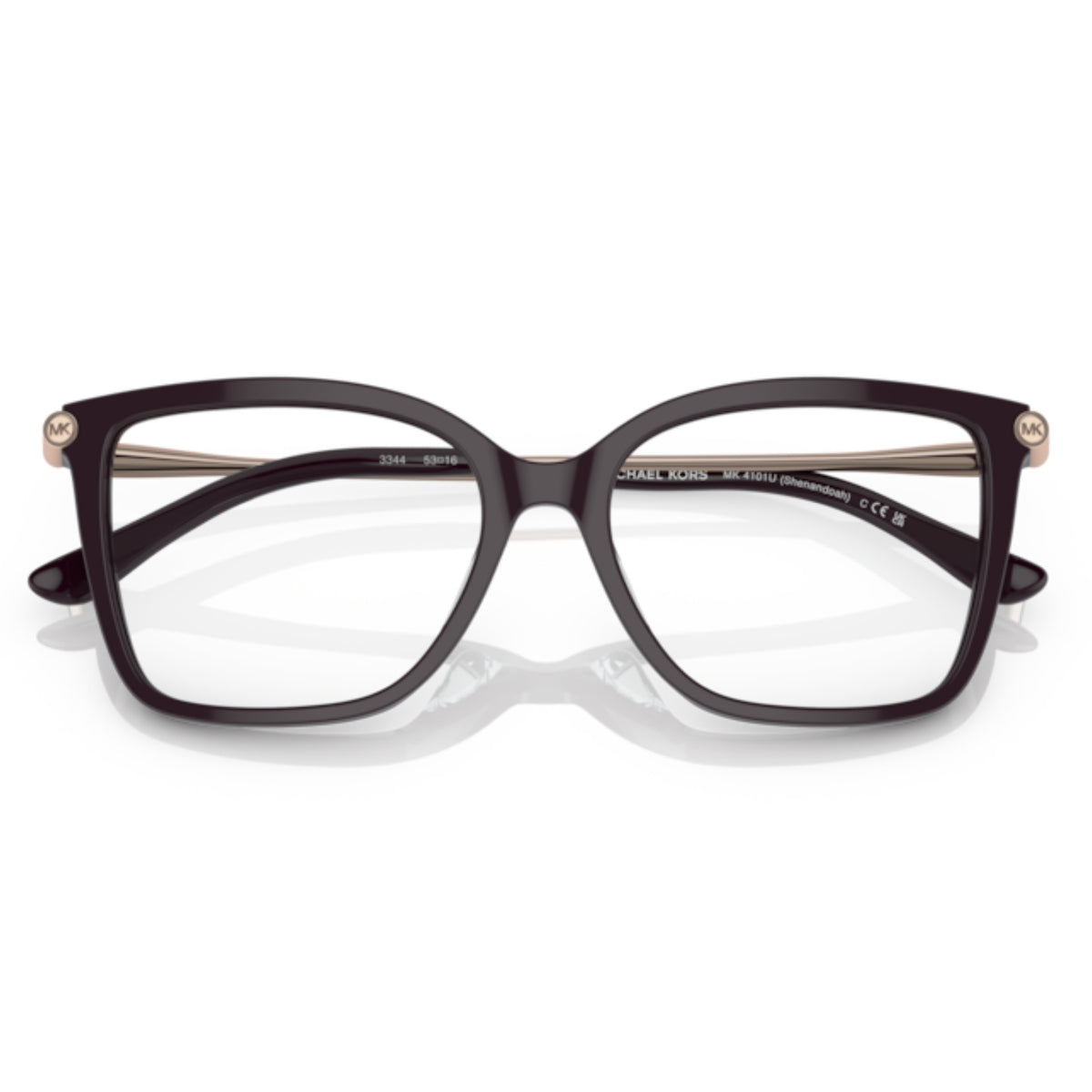 Michael Kors MK4101U cordovan square eyeglasses, front view with the temples folded