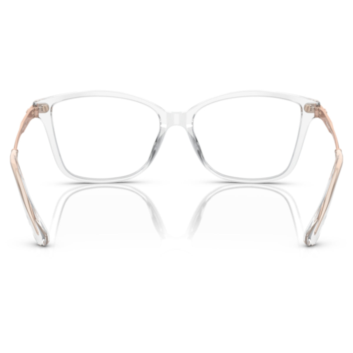 Michael Kors MK4105BU transparent clear cat-eye eyeglasses, back view of the frame and temples