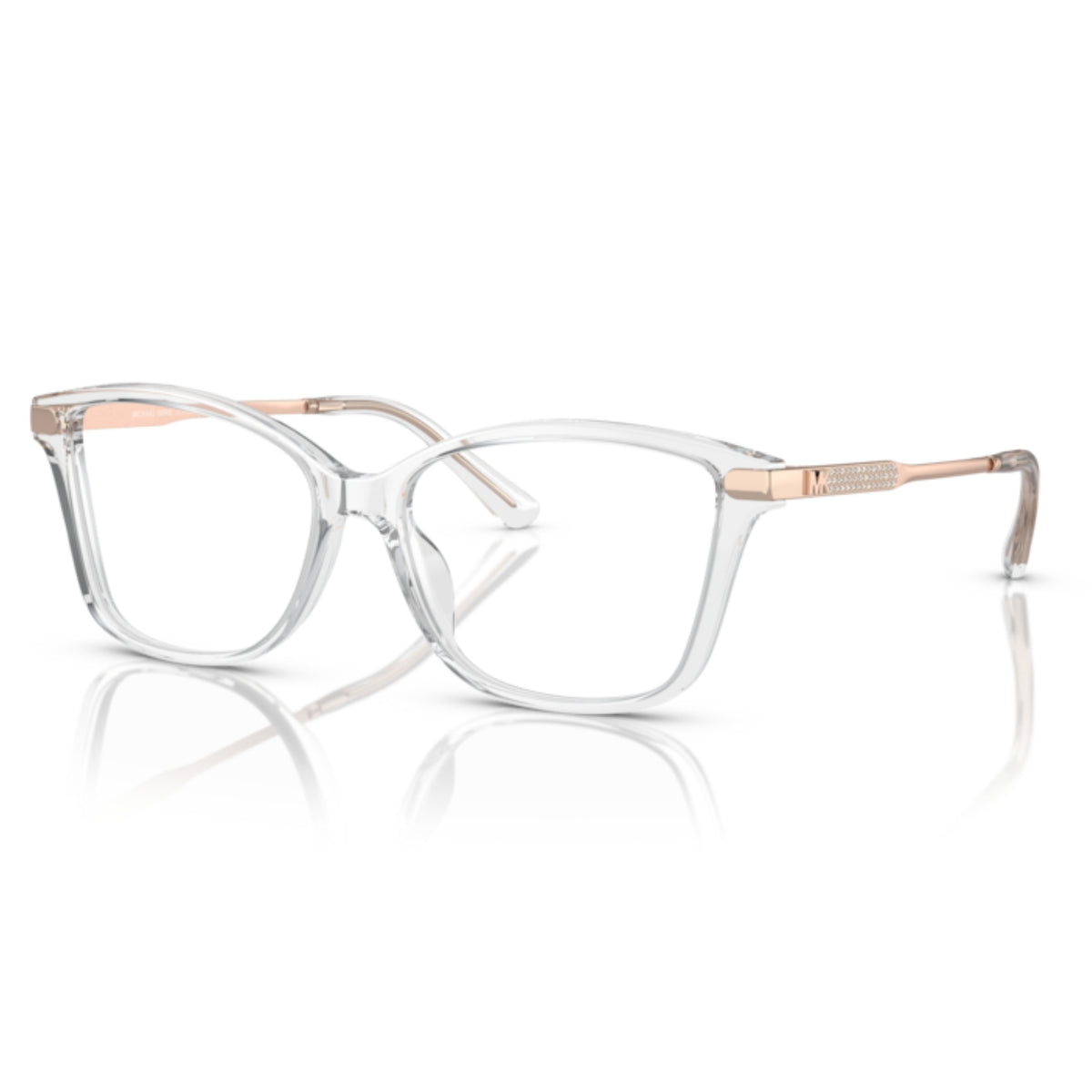 Michael Kors MK4105BU transparent clear cat-eye eyeglasses with acetate and metal frame