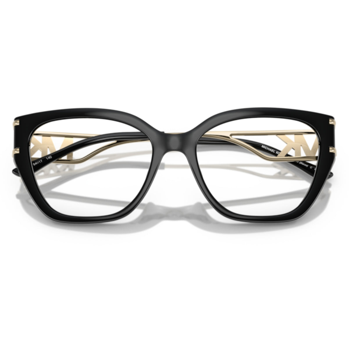 Michael Kors MK4140U black square eyeglasses, front view with the temples folded