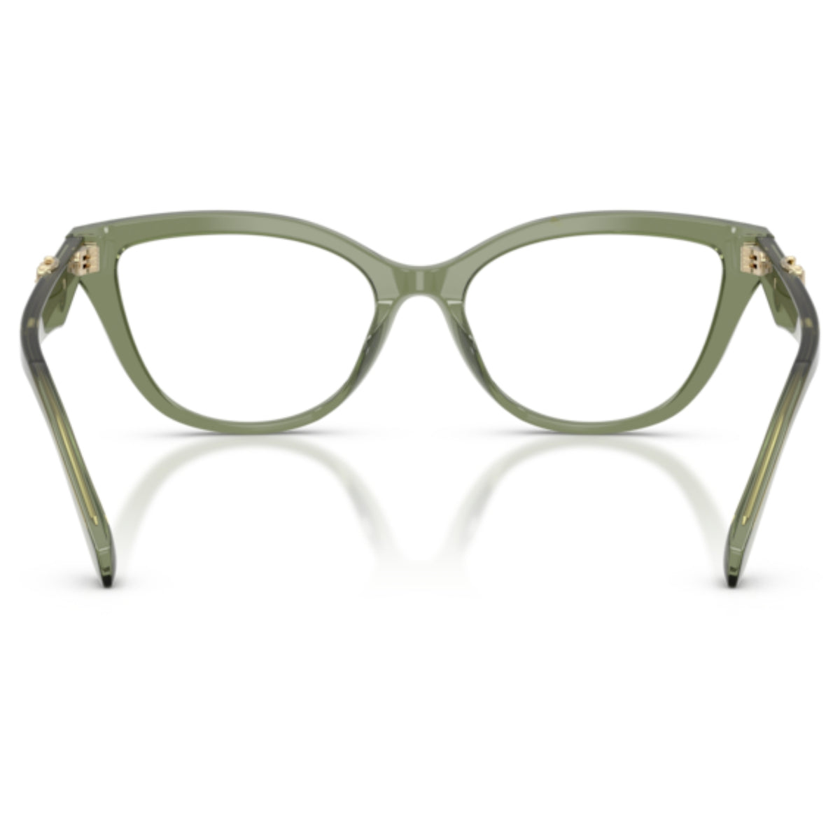 Michael Kors MK4164U green transparent cat-eye eyeglasses, back view of the frame and temples