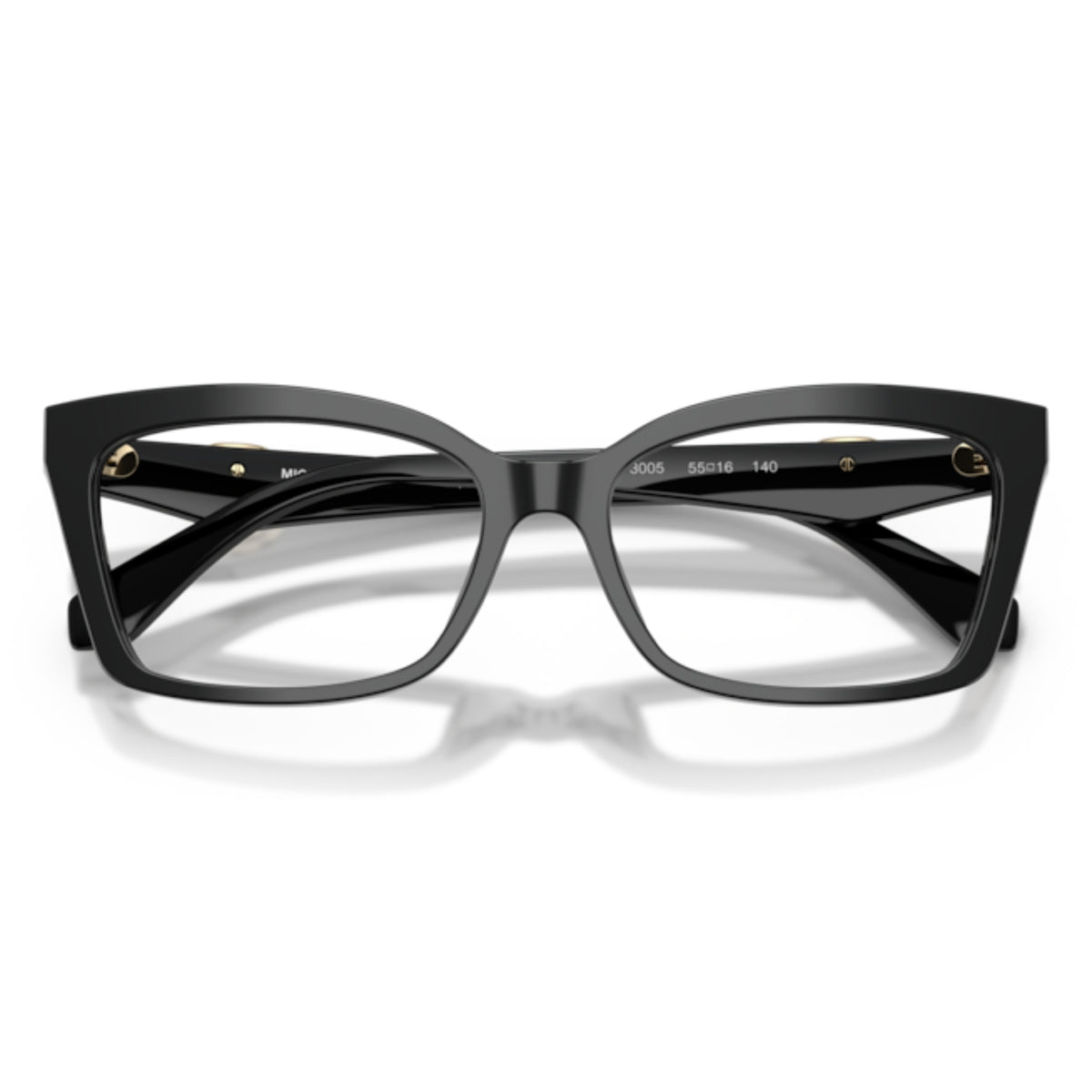 Michael Kors MK4165U black rectangle eyeglasses, front view with the temples folded