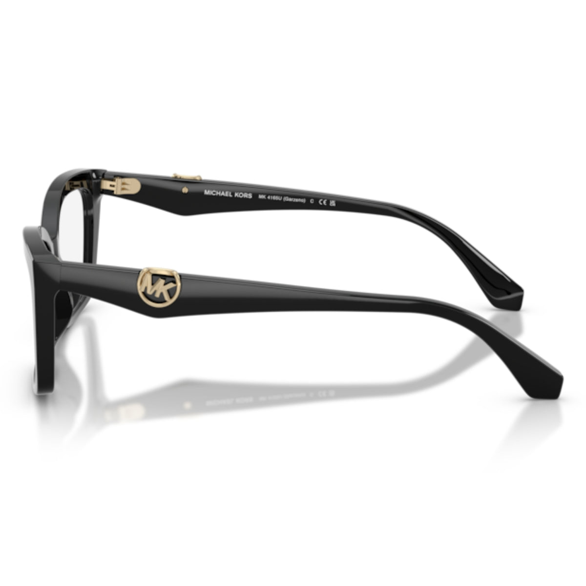 Michael Kors MK4165U black rectangle eyeglasses, side view of the temple