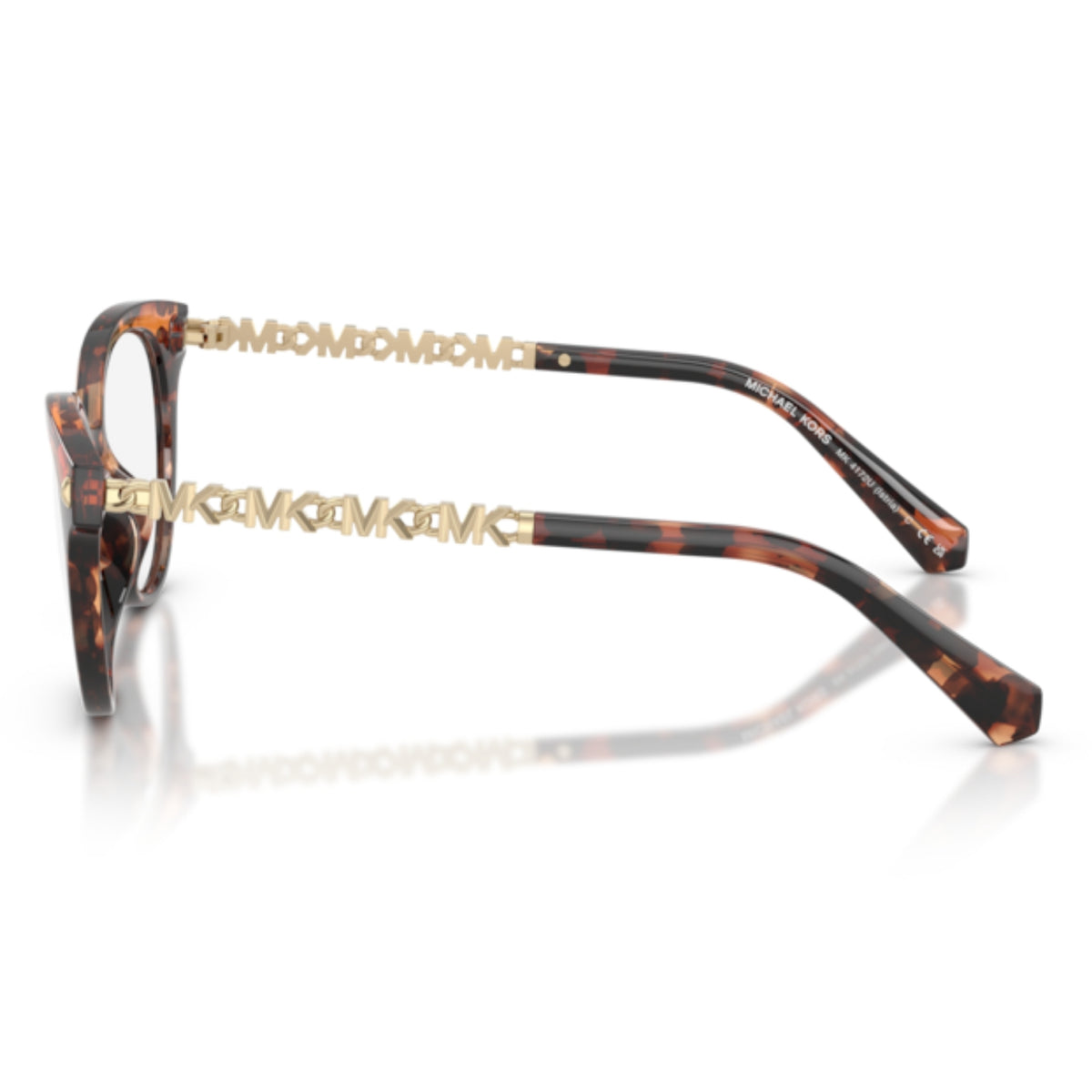 Michael Kors MK4172U dark tortoise round eyeglasses, side view of the dark tortoise temple