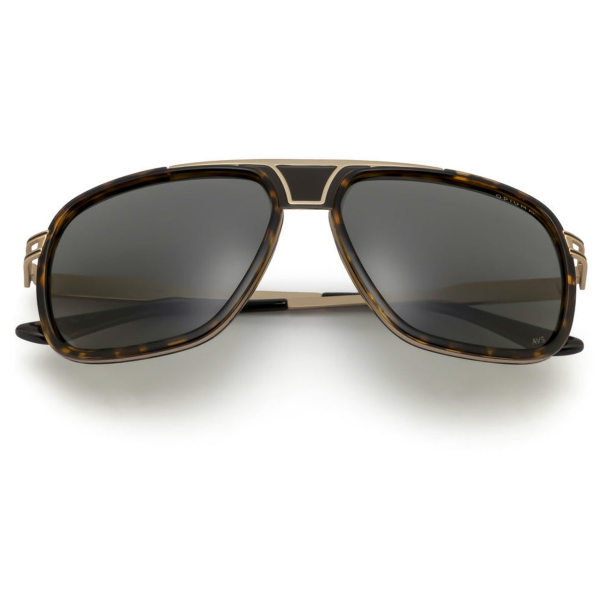 Opium OP10171 gold aviator sunglasses, front view with the temples folded