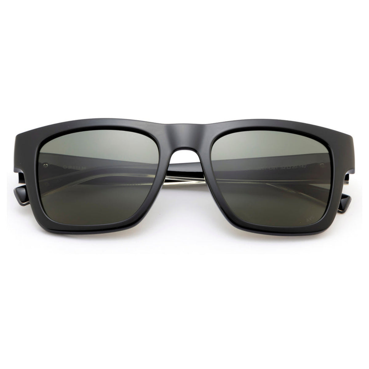 Opium OP10267 black wayfarer sunglasses, front view with the temples folded