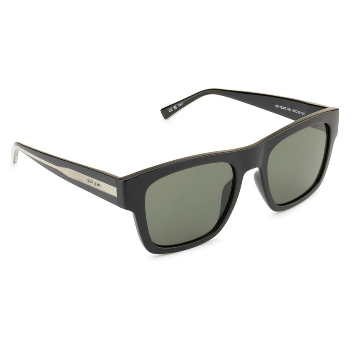 Opium OP10267 black wayfarer sunglasses with green lenses