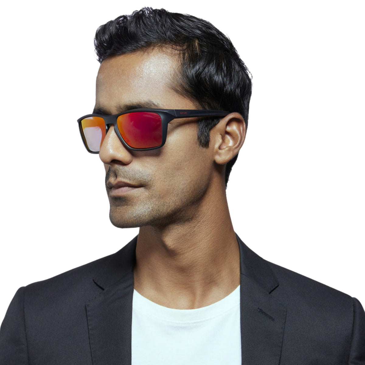 Man wearing Opium OP10315 black sports sunglasses