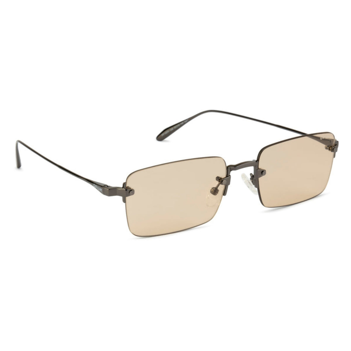 Opium OP10374 gunmetal rimless sunglasses with gold lenses