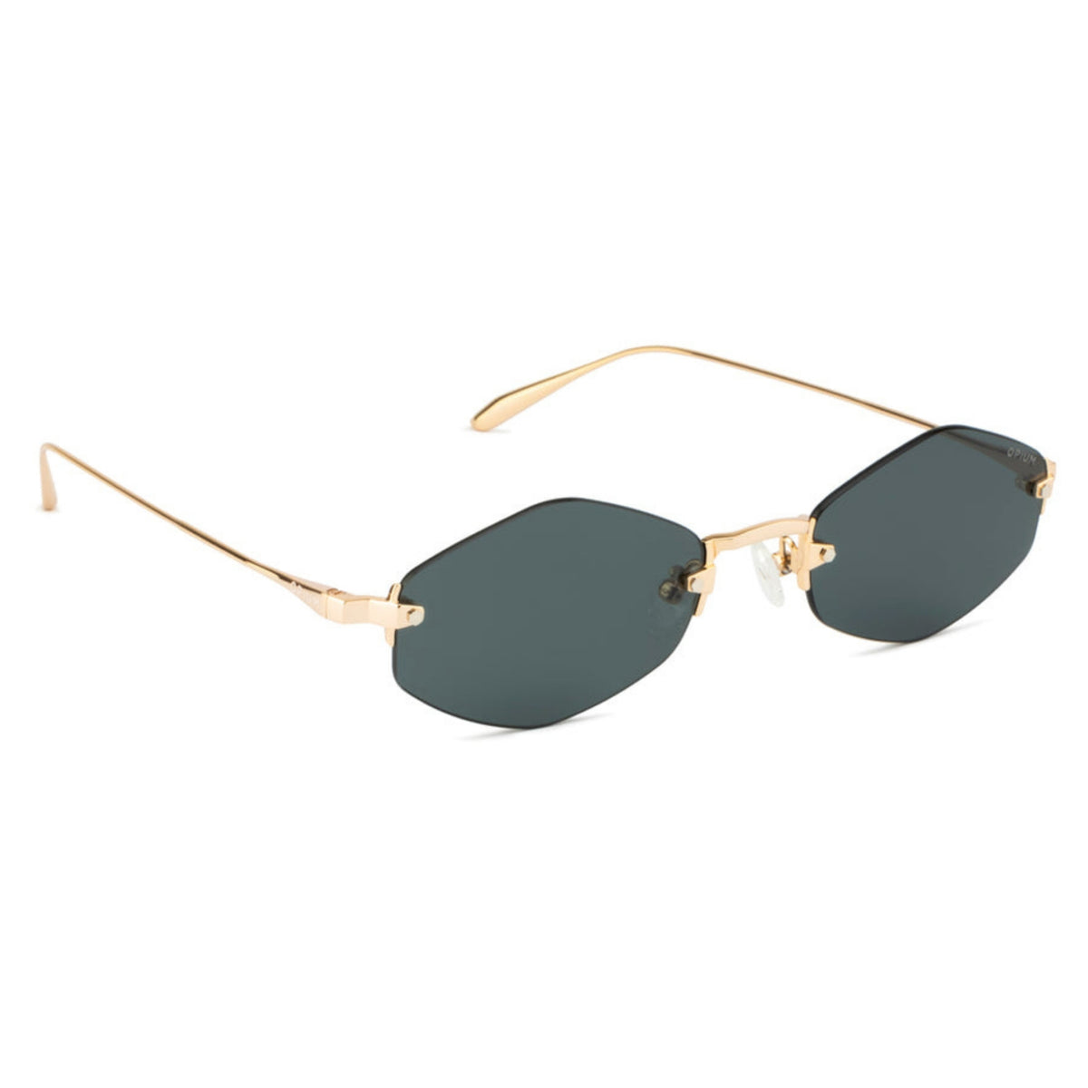 Opium OP10375 gold rimless sunglasses with green lenses