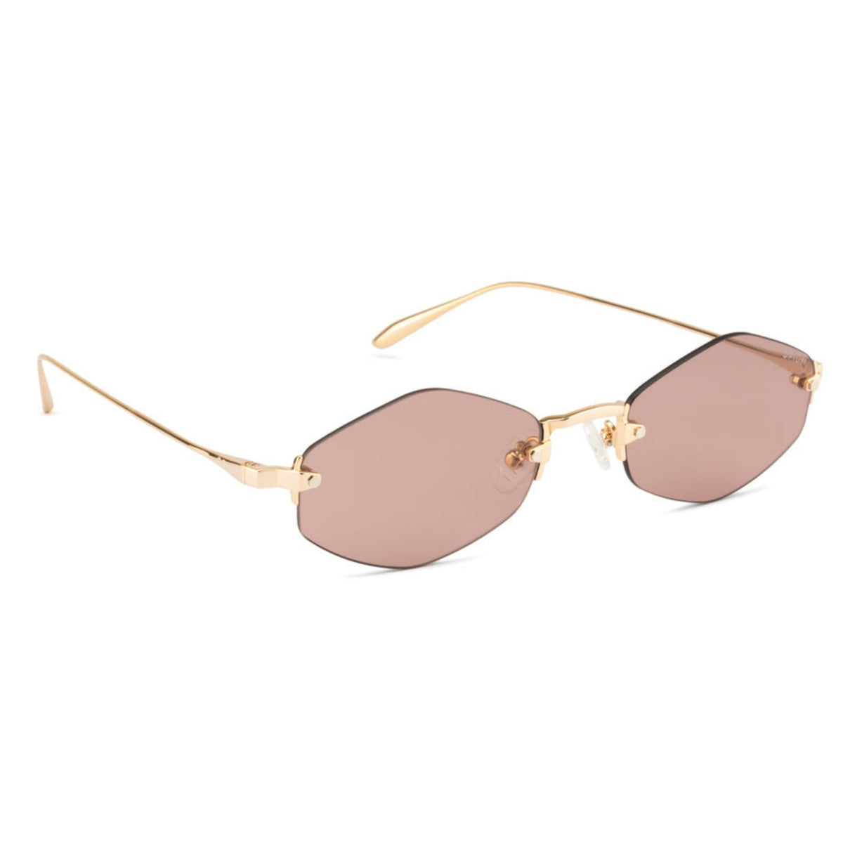 Opium OP10375 gold rimless sunglasses with brown lenses