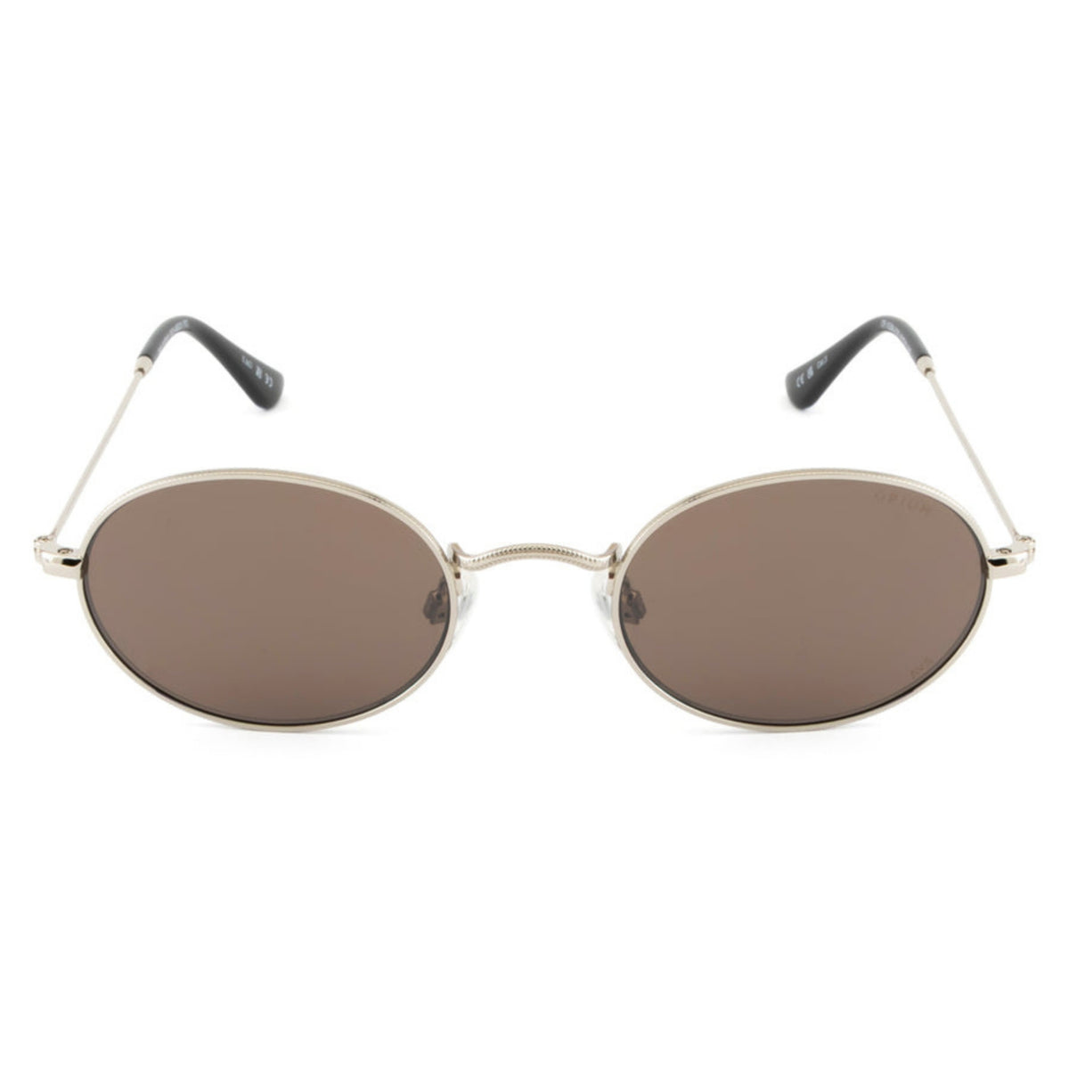 Opium OP10384 silver oval sunglasses, full-rim metal frame