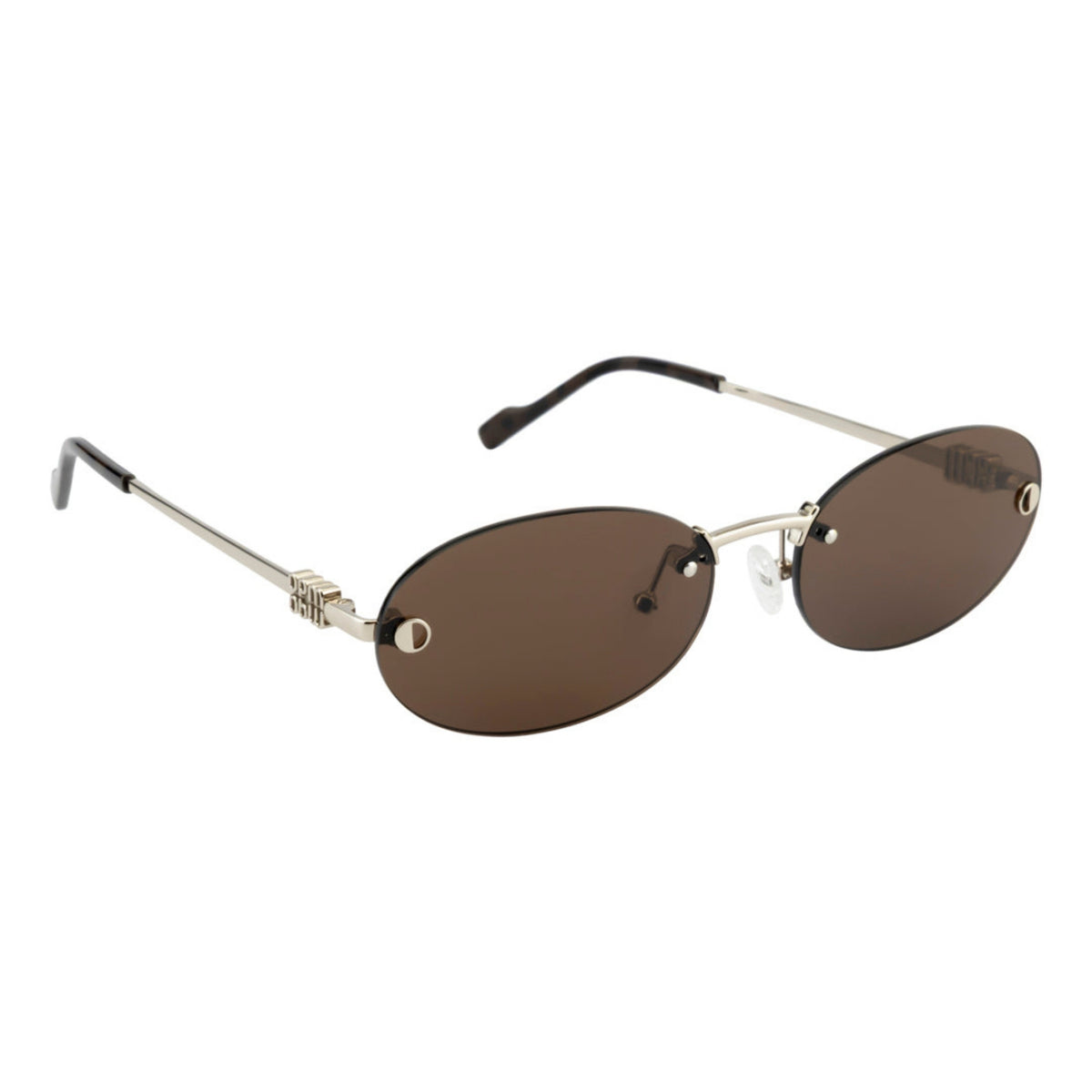 Opium OP10401 silver rimless sunglasses with brown lenses
