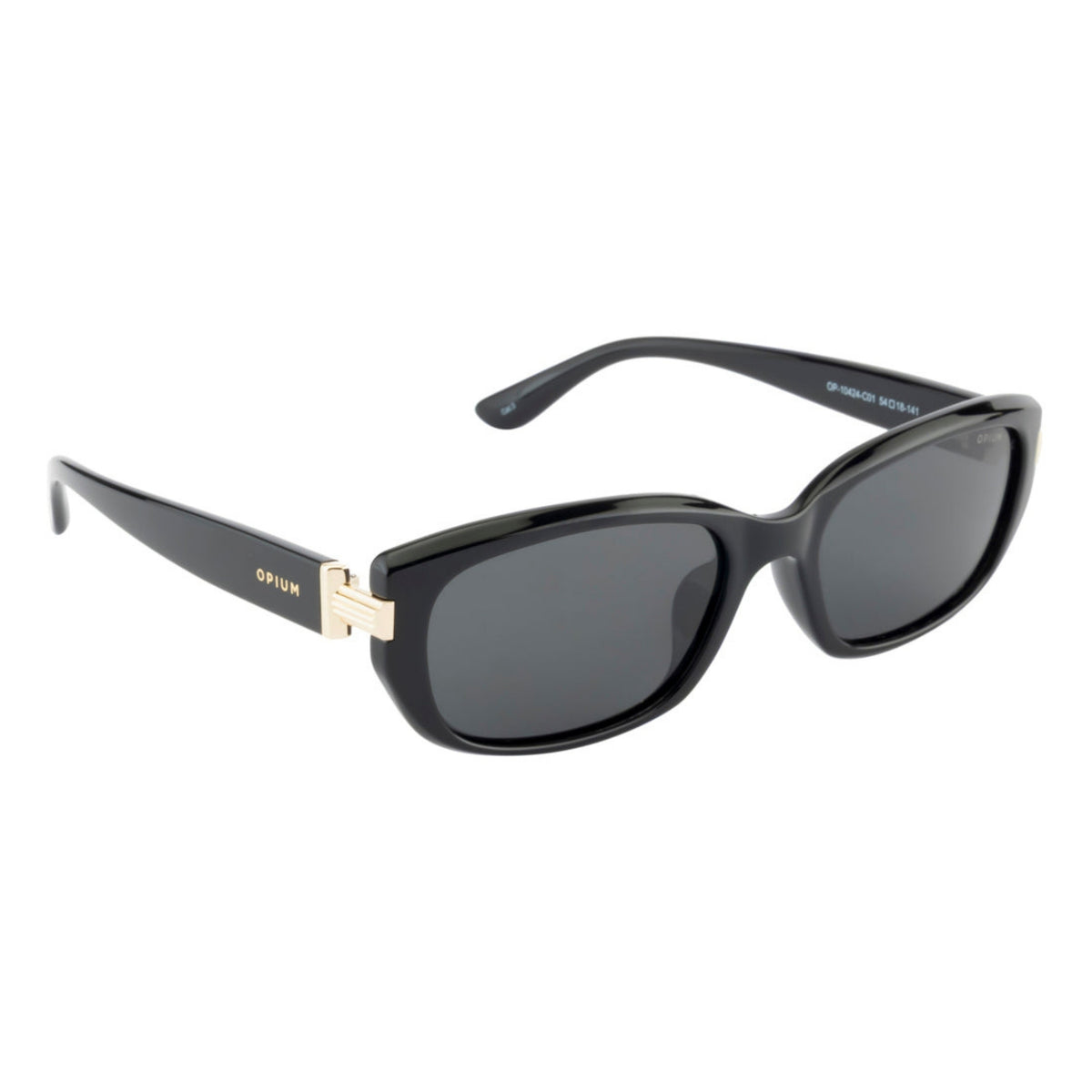 Opium OP10424 black cat-eye sunglasses with grey lenses
