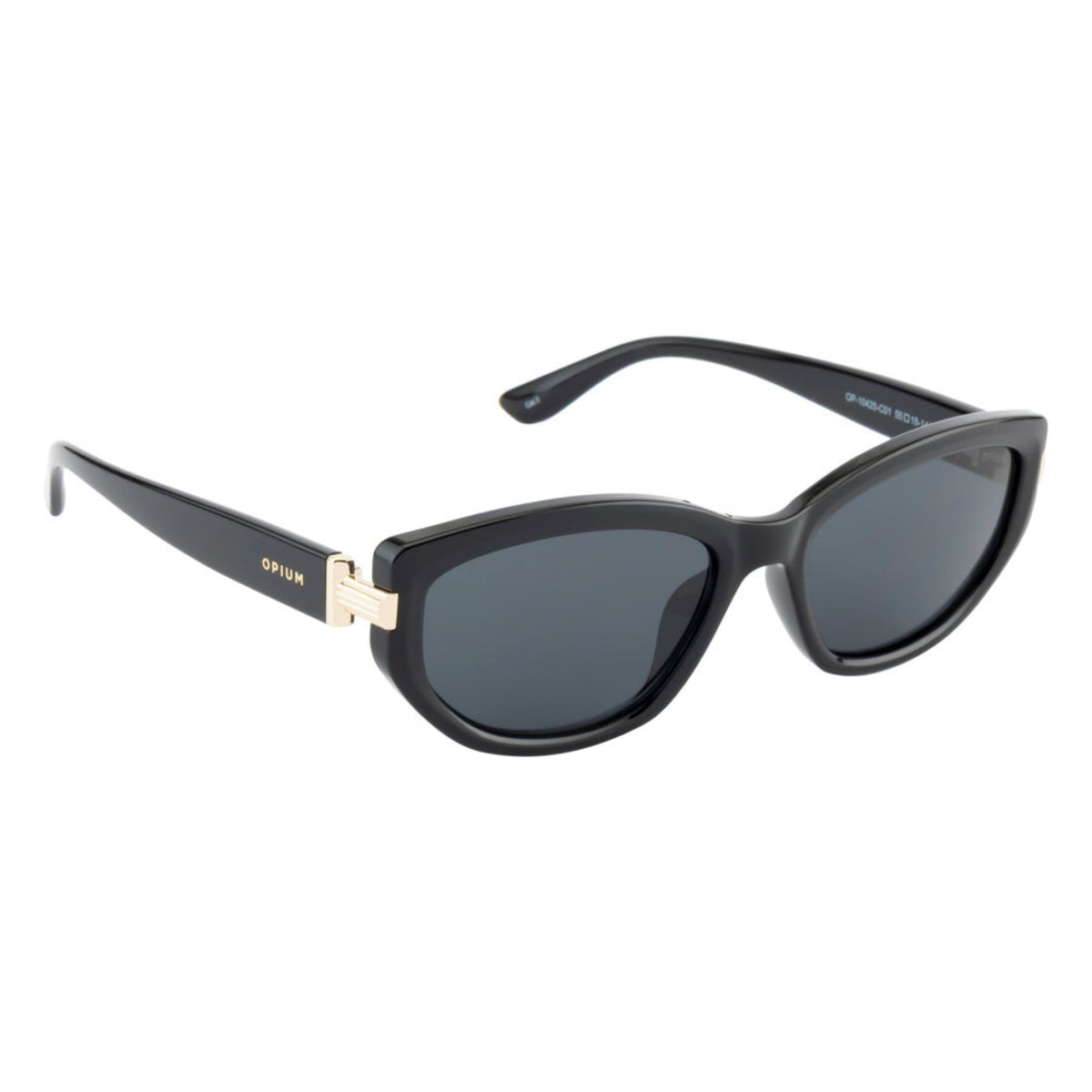 Opium OP10425 black cat-eye sunglasses with grey lenses