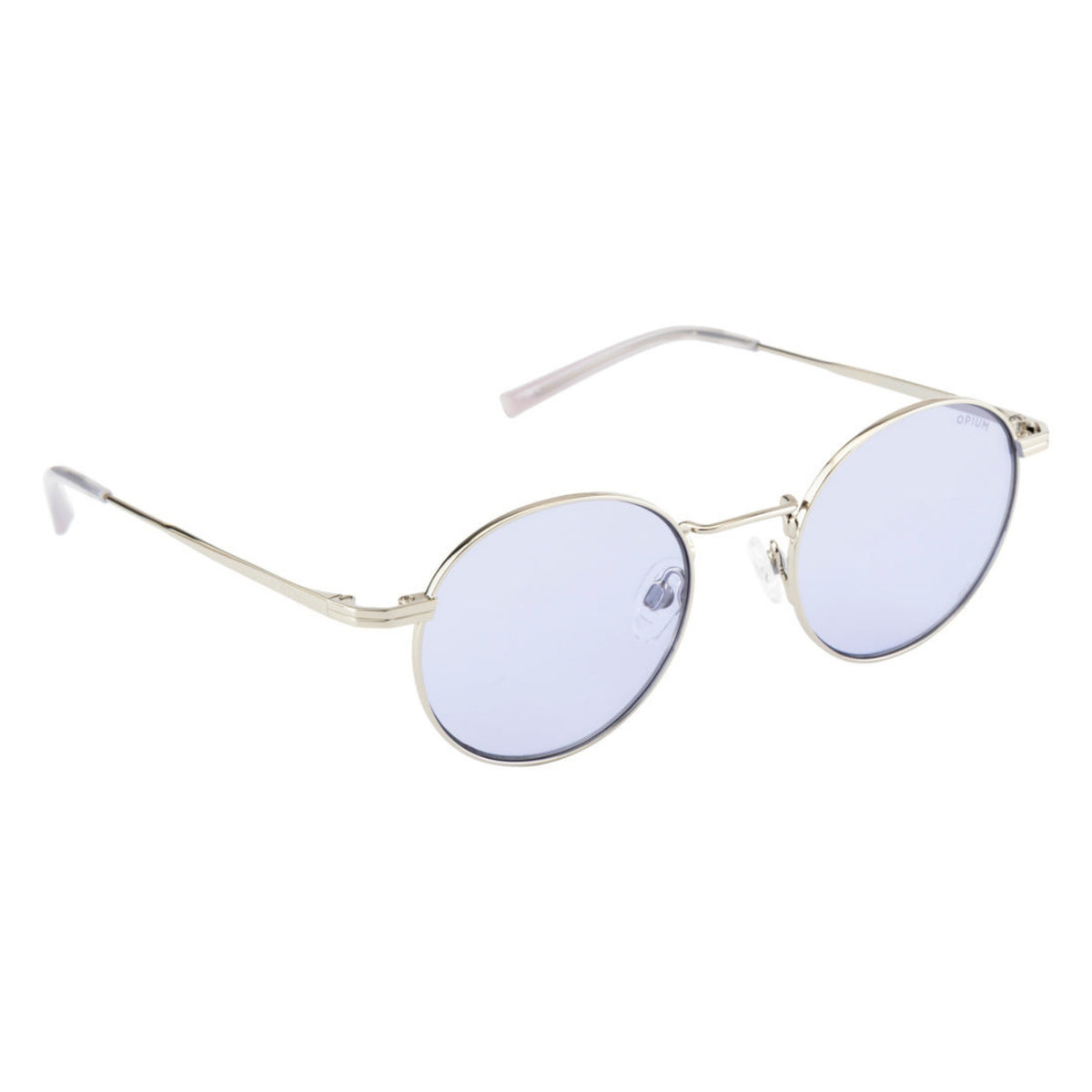 Opium OP10429 silver round sunglasses with violet lenses