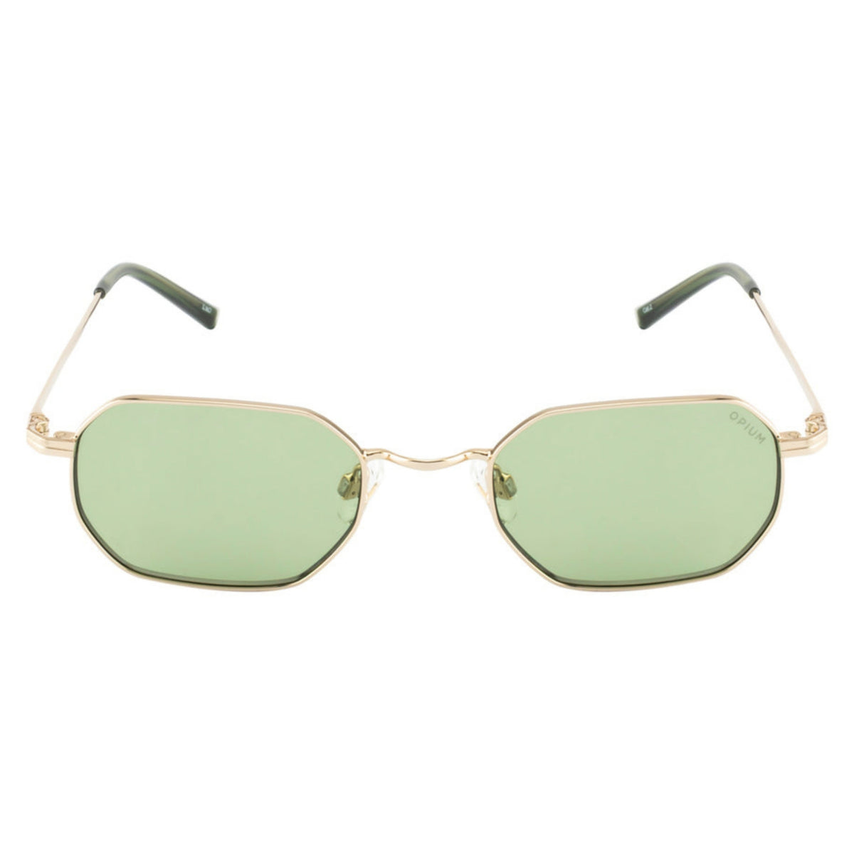 Opium OP10430 gold geometric sunglasses, full-rim metal frame