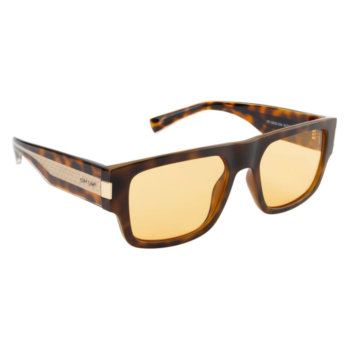 Opium OP10432 brown rectangle sunglasses with orange lenses