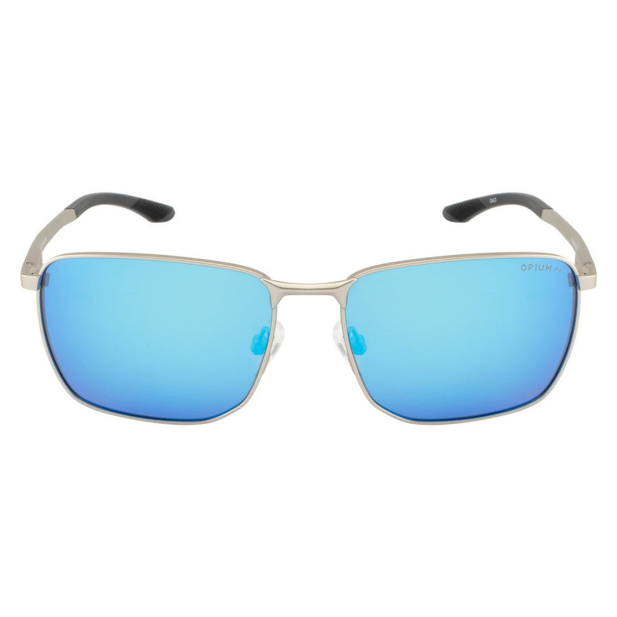 Opium OP10442 silver rectangle sunglasses, full-rim metal frame