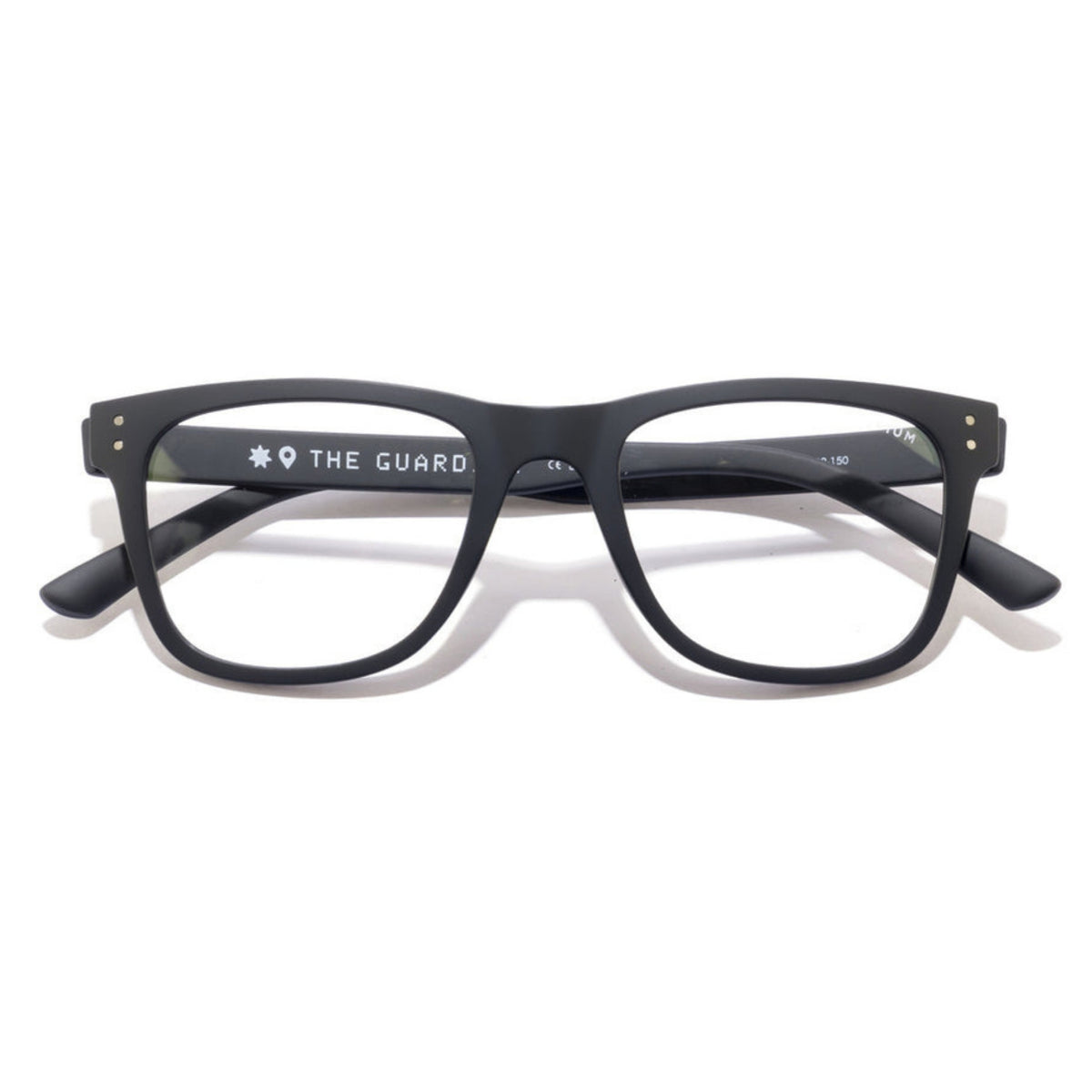 Opium OP2698 black square eyeglasses, front view with the temples folded