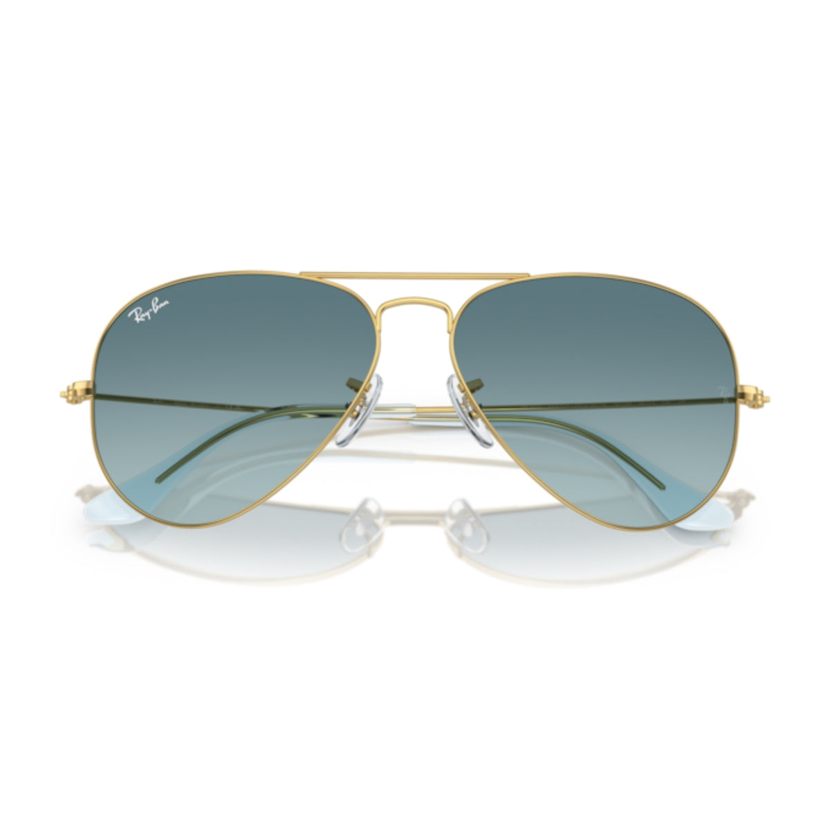 Ray-Ban Aviator Large Metal RB3025 gold sunglasses, front view with the temples folded