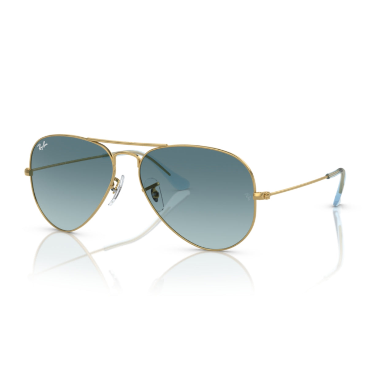 Ray-Ban Aviator Large Metal RB3025 gold sunglasses with blue lenses