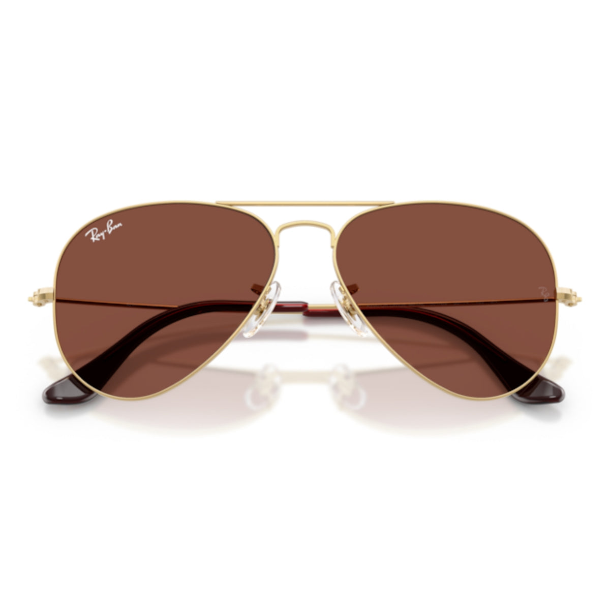 Ray-Ban Aviator Large Metal RB3025 arista gold sunglasses, front view with the temples folded