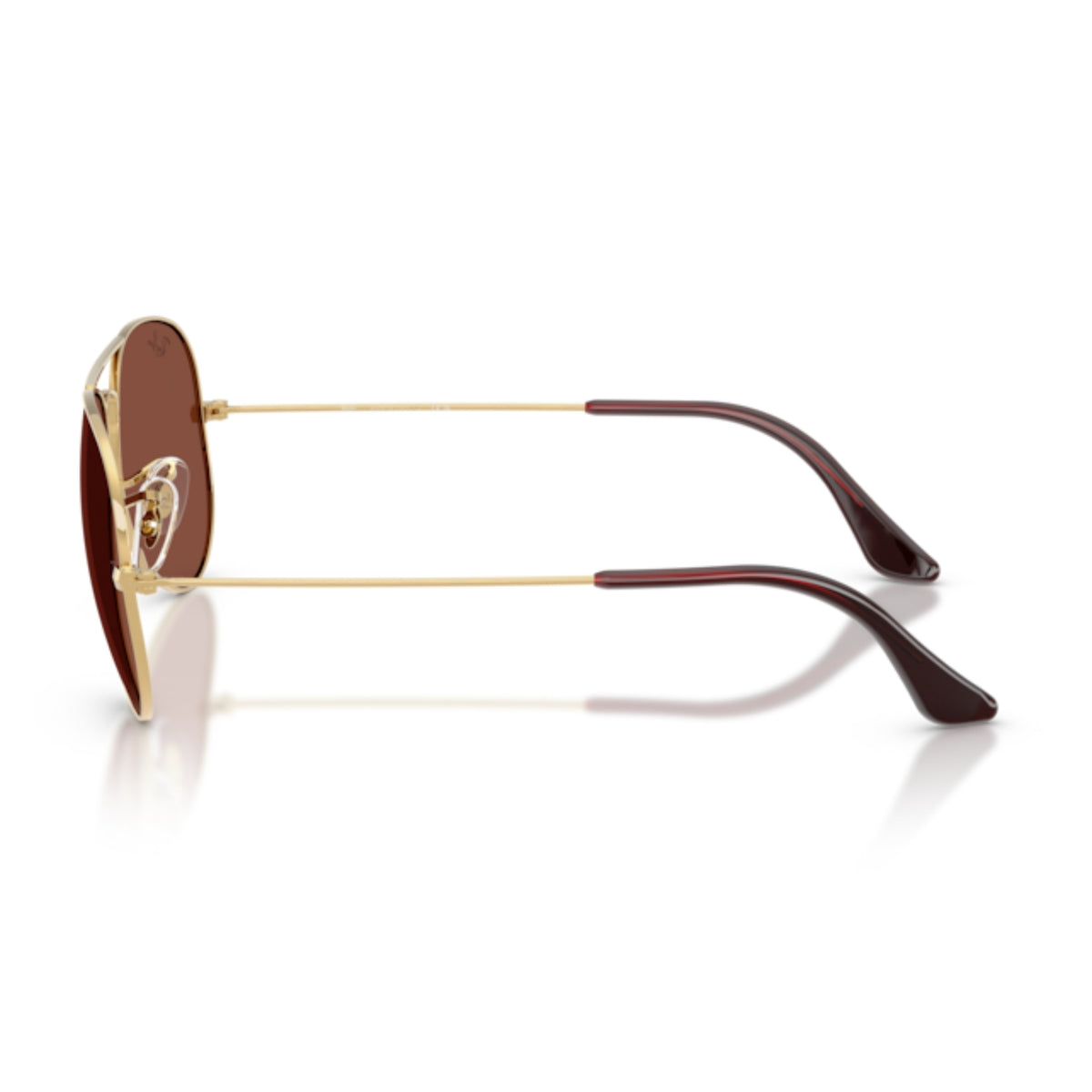 Ray-Ban Aviator Large Metal RB3025 arista gold sunglasses, side view of the arista gold temple