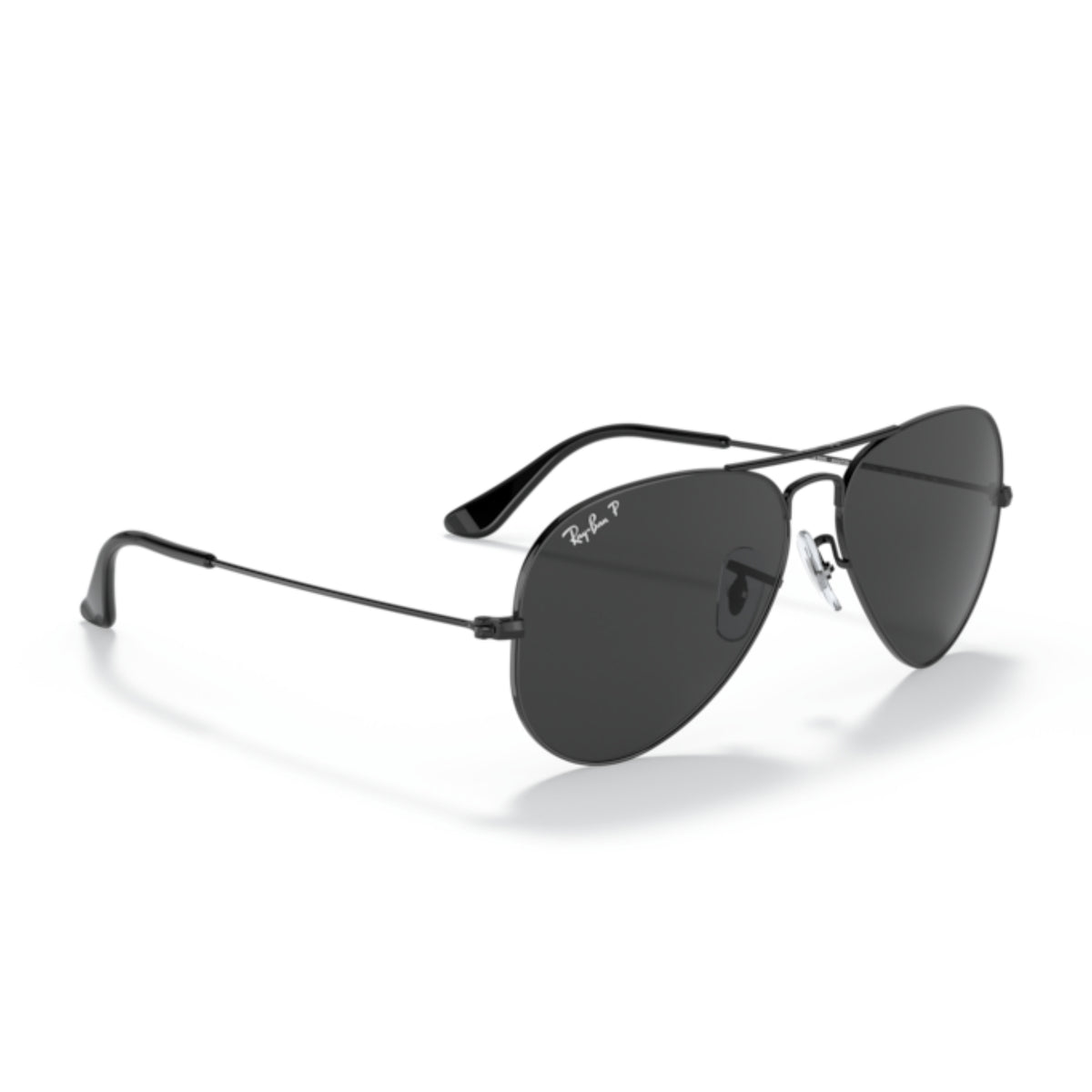 Ray-Ban Aviator Large Metal RB3025 black sunglasses, angled view