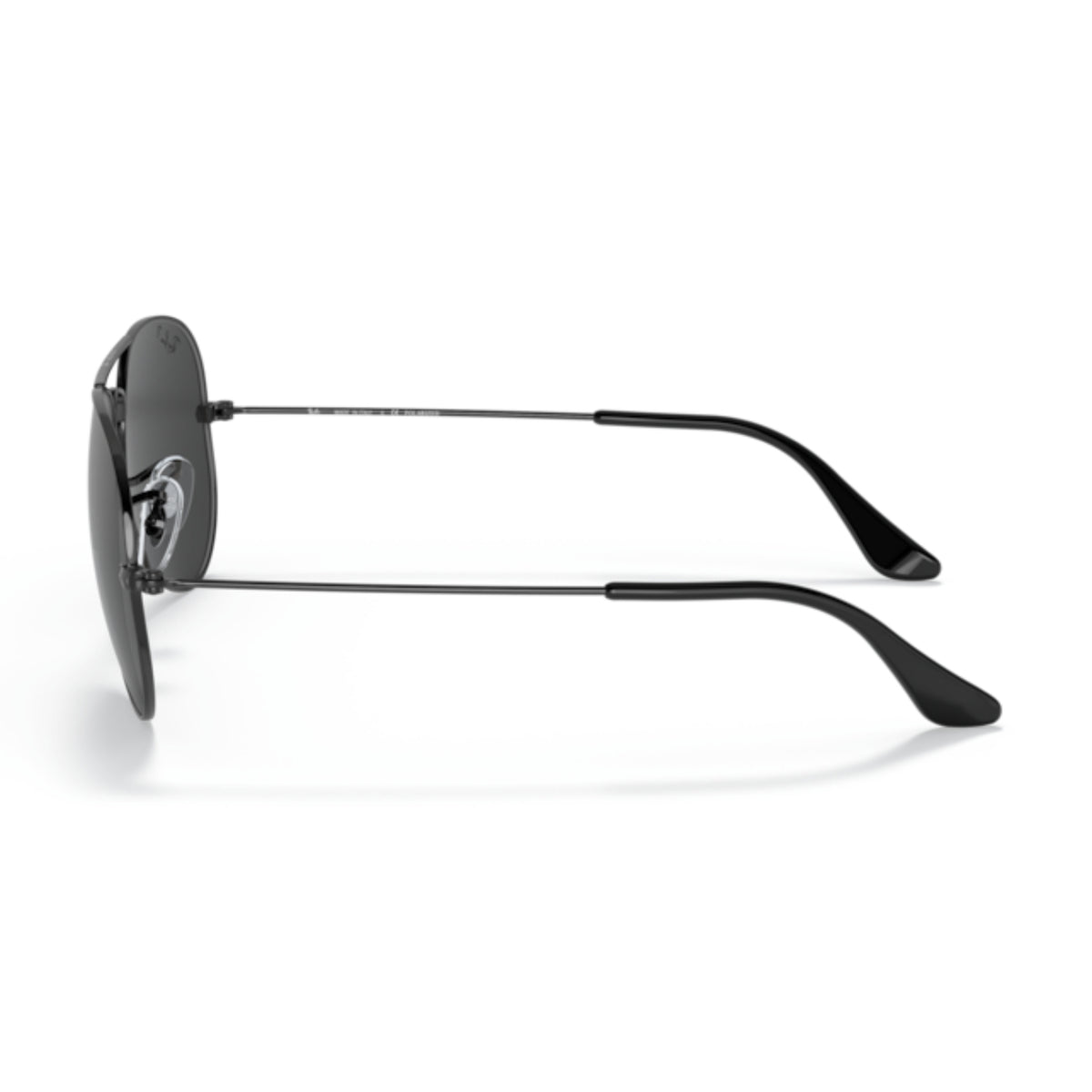 Ray-Ban Aviator Large Metal RB3025 black sunglasses, side view of the temple