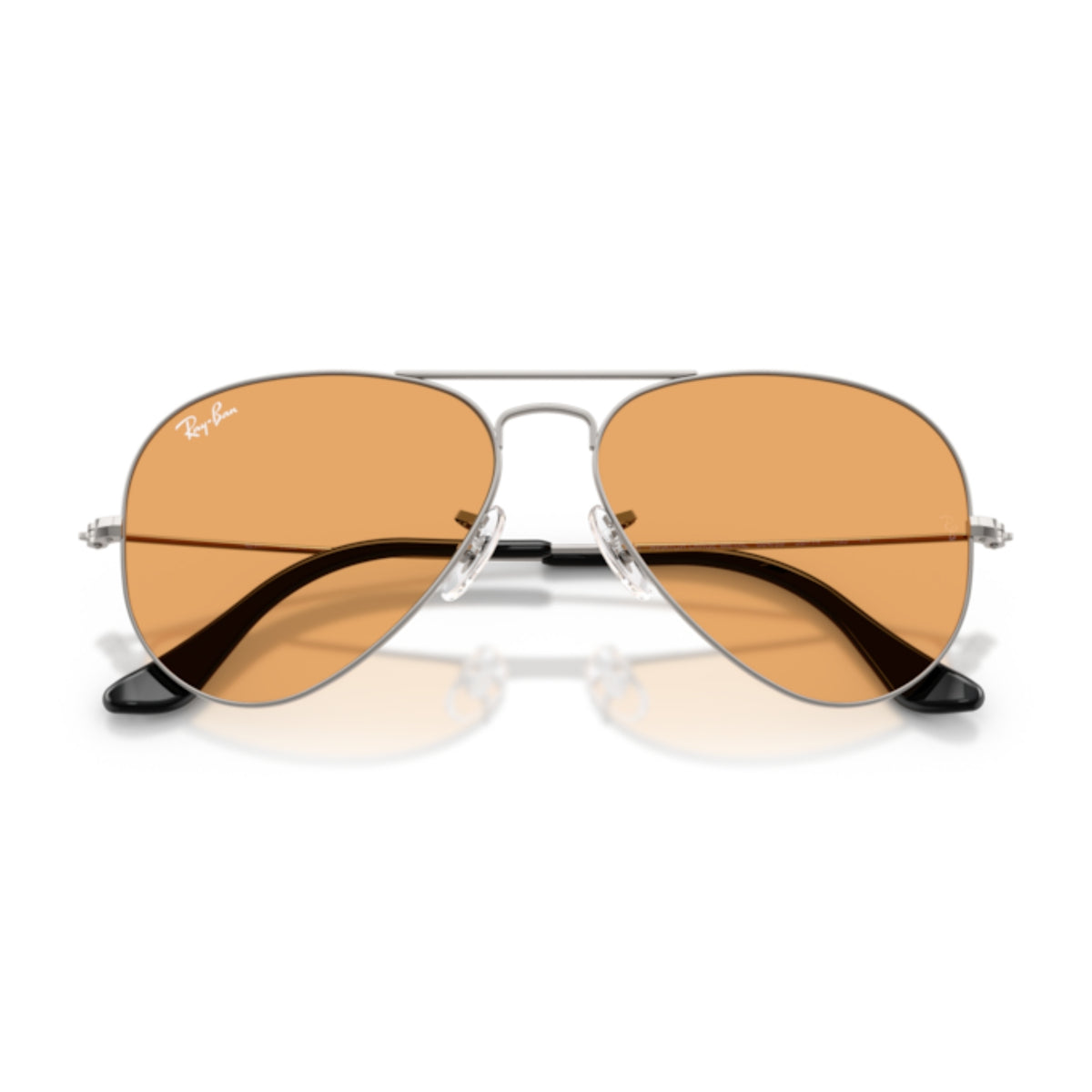 Ray-Ban Aviator Large Metal RB3025 gunmetal sunglasses, front view with the temples folded