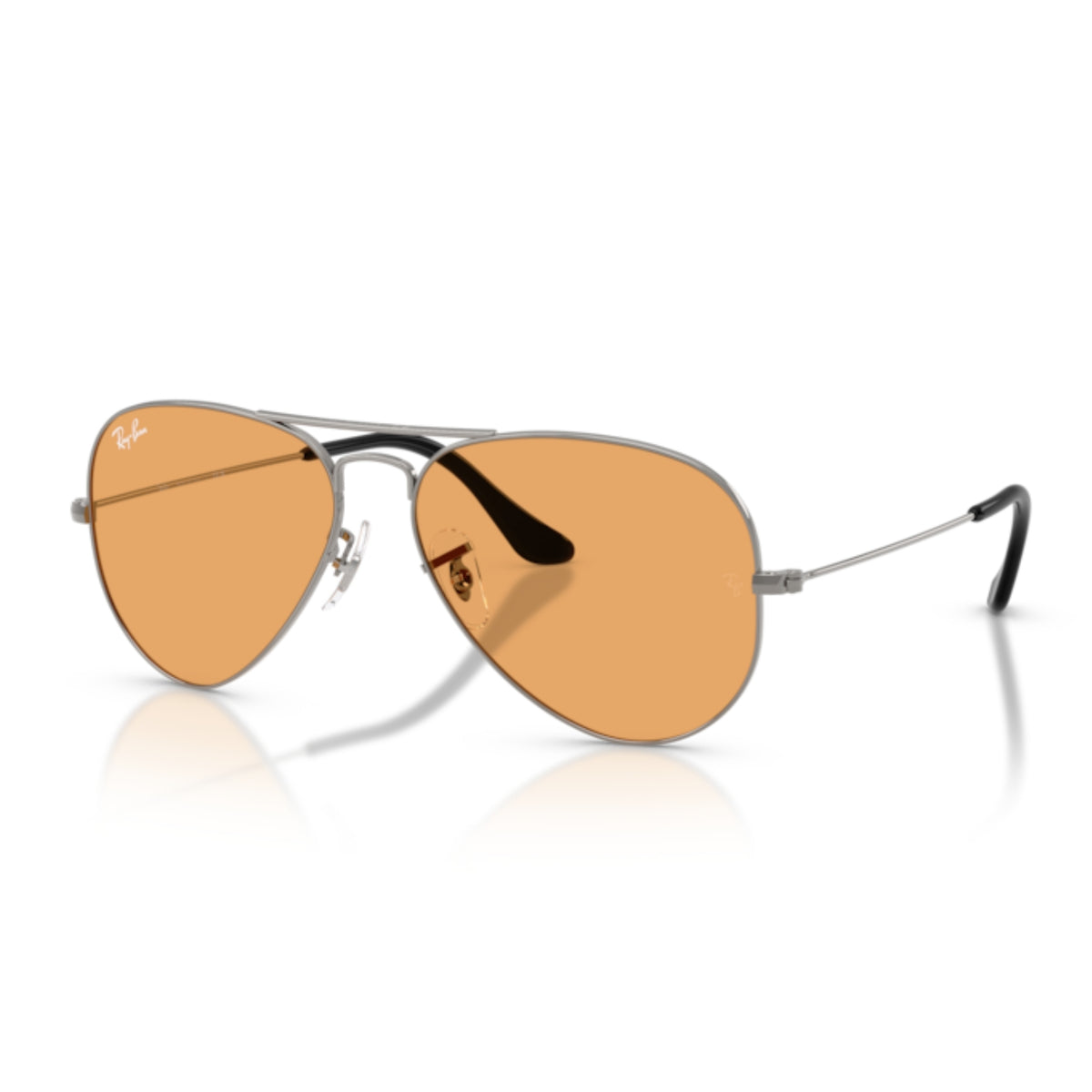 Ray-Ban Aviator Large Metal RB3025 gunmetal sunglasses with orange lenses
