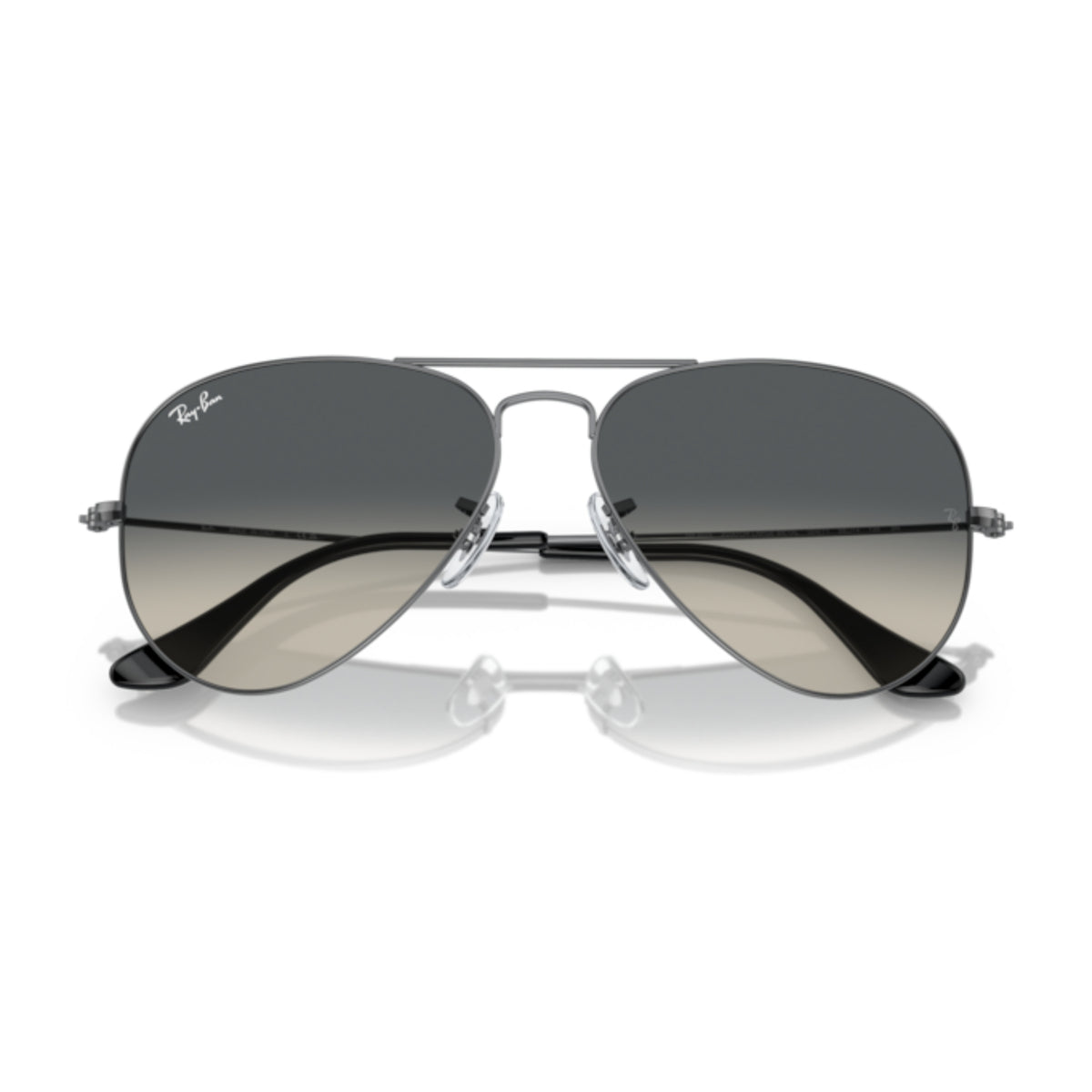 Ray-Ban Aviator Large Metal RB3025 gunmetal sunglasses, front view with the temples folded