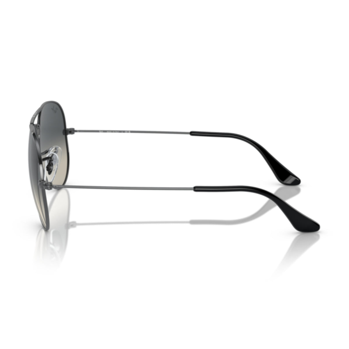 Ray-Ban Aviator Large Metal RB3025 gunmetal sunglasses, side view of the gunmetal temple