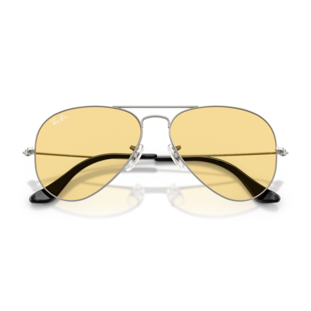 Ray-Ban Aviator Large Metal RB3025 gunmetal sunglasses, front view with the temples folded