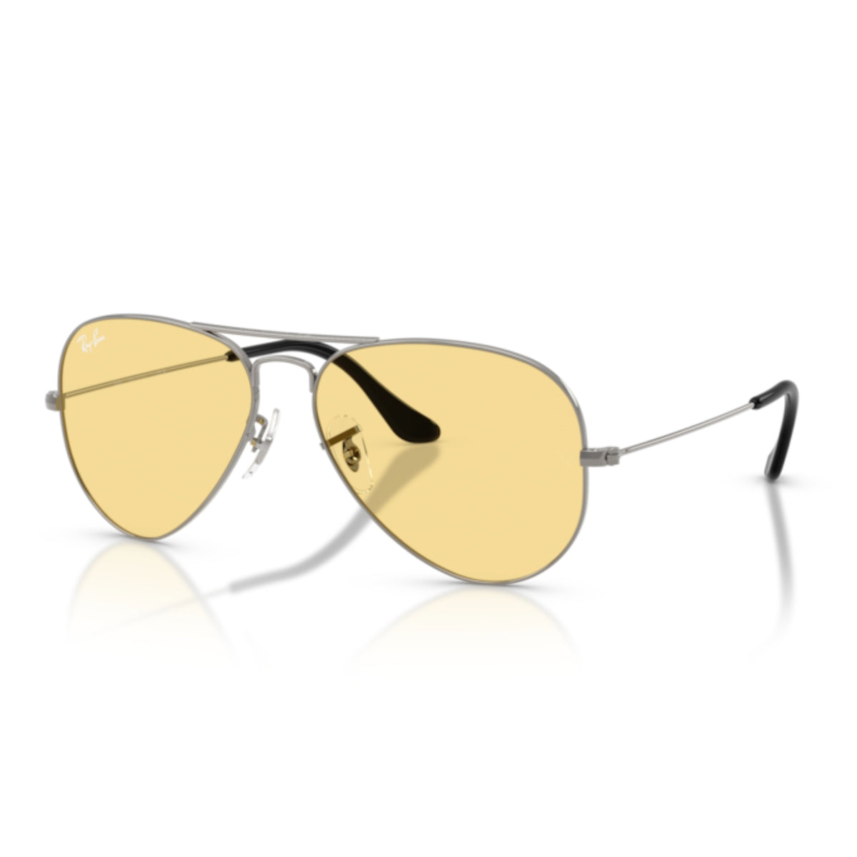 Ray-Ban Aviator Large Metal RB3025 gunmetal sunglasses with yellow lenses
